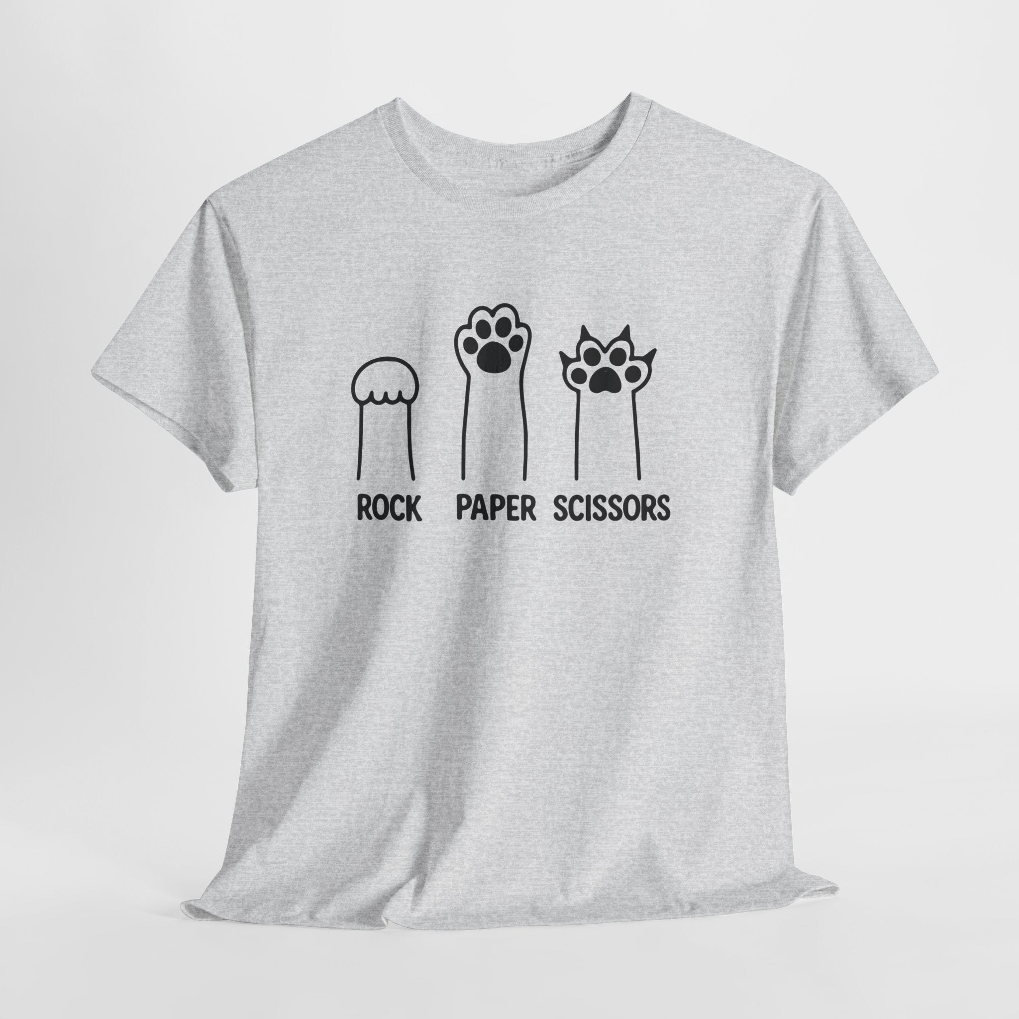 Rock Paper Scissors Cat Paw T‑Shirt — Cute Pet Humor Tee