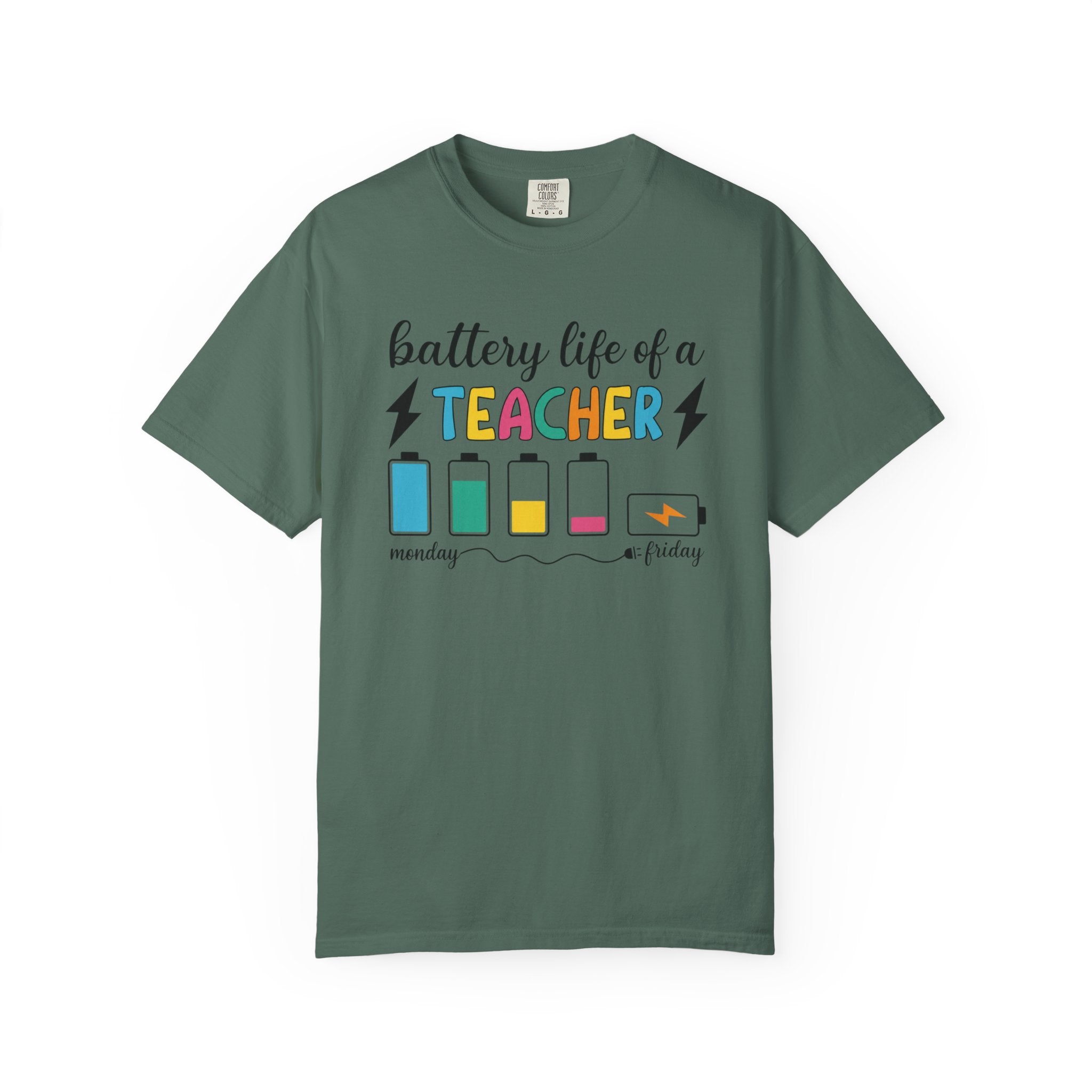 Teacher Battery Life T-Shirt — 'Battery Life of a Teacher' Funny Teacher Tee