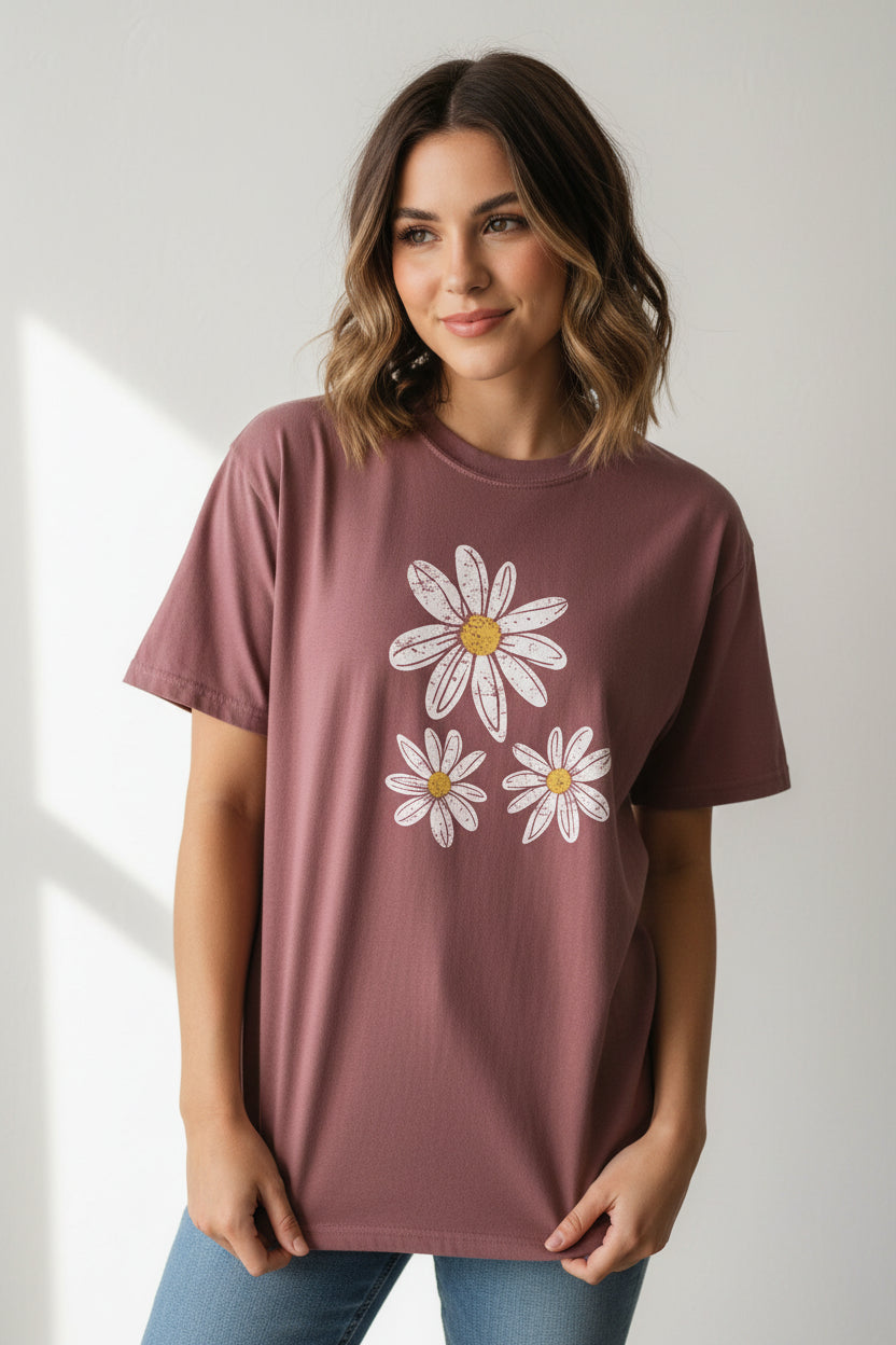 Daisy Trio T-Shirt — Hand-Drawn Floral Tee