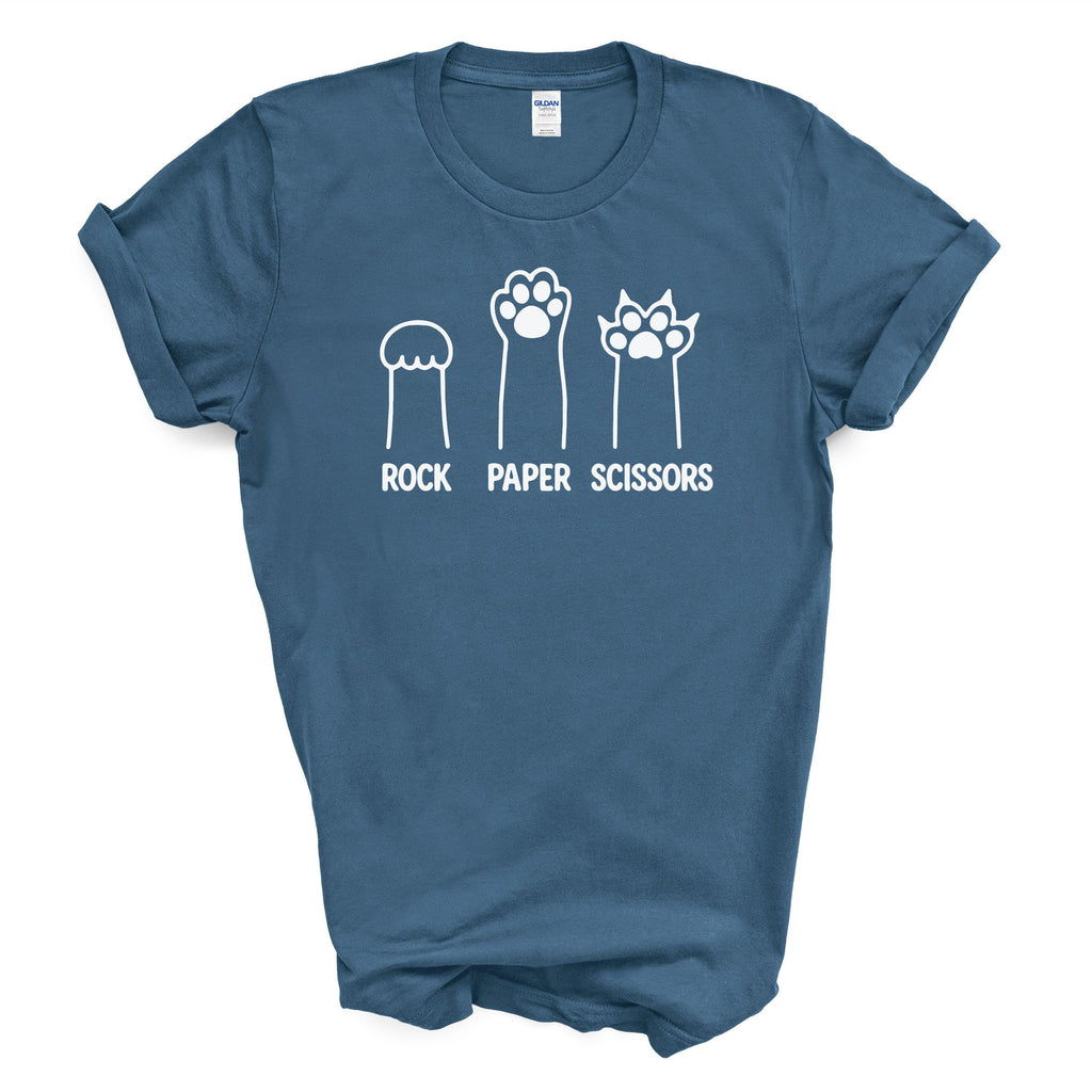 Rock Paper Scissors Cat Paw Shirt Funny Pet Lover Gildan 5000 Tee