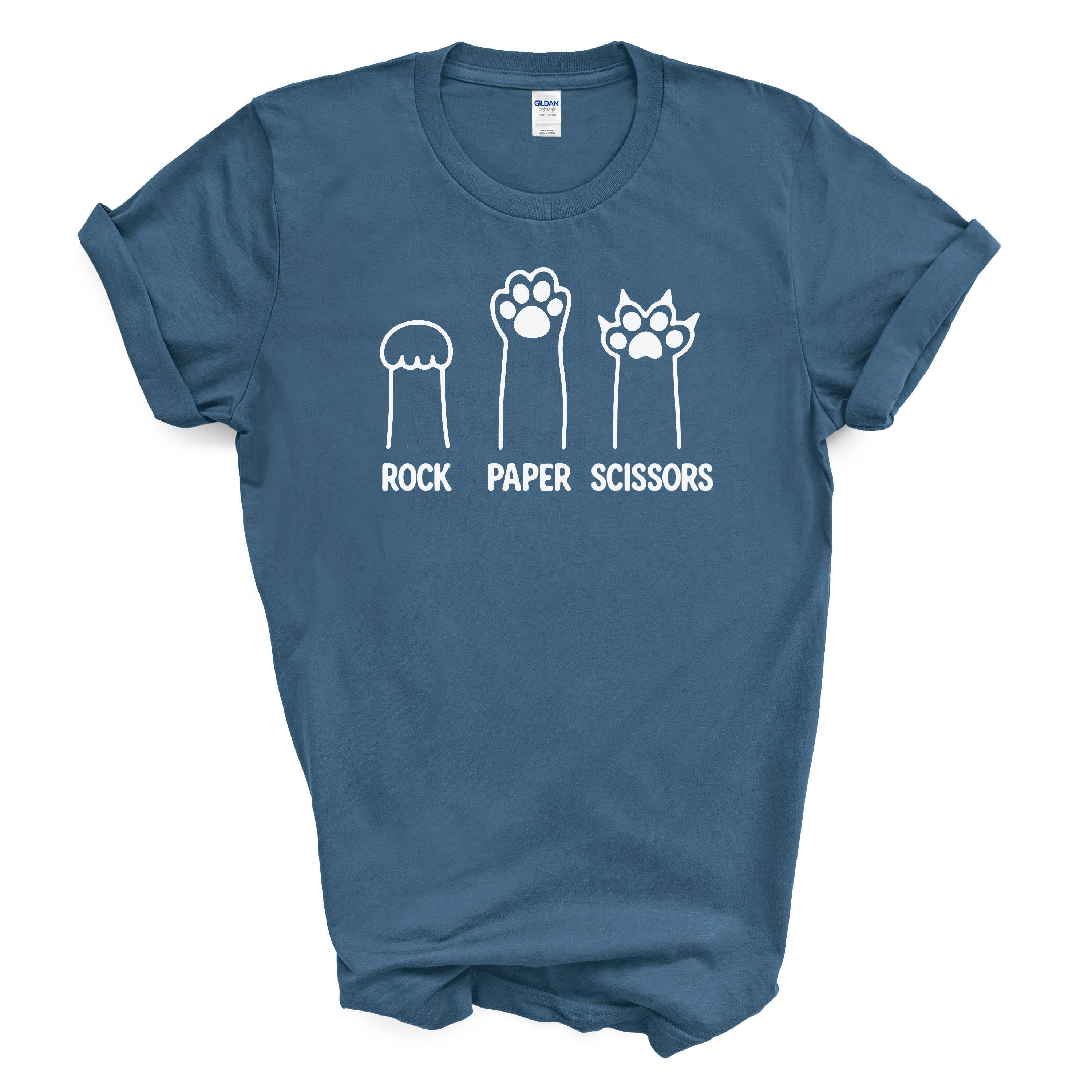 Rock Paper Scissors Cat Paw Shirt Funny Pet Lover Gildan 5000 Tee