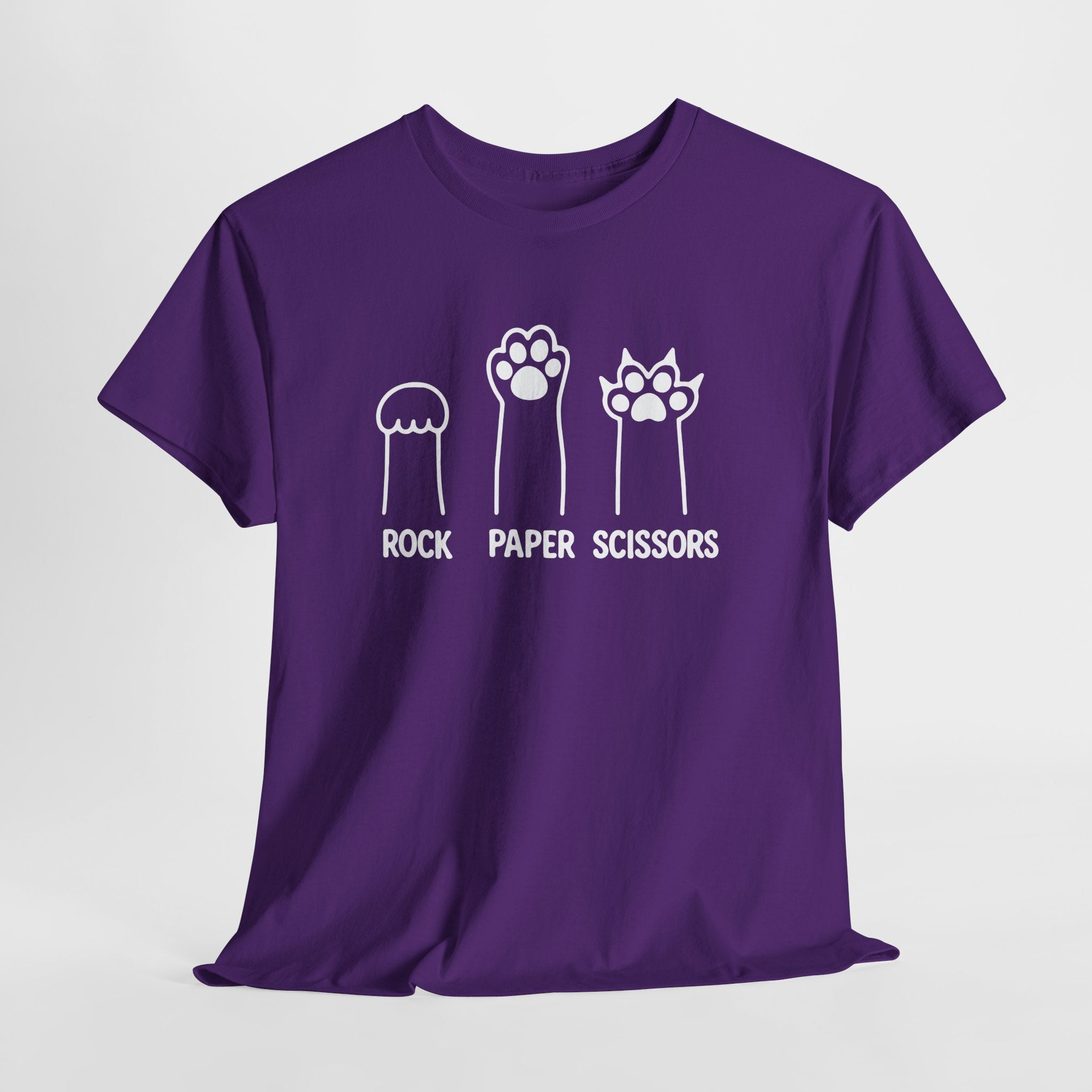 Rock Paper Scissors Cat Paw T‑Shirt — Cute Pet Humor Tee