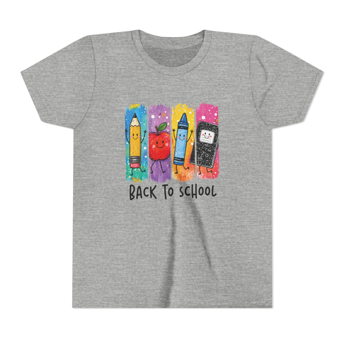 Youth Tee — Cute 'Back to School' Crayon & Apple Graphic