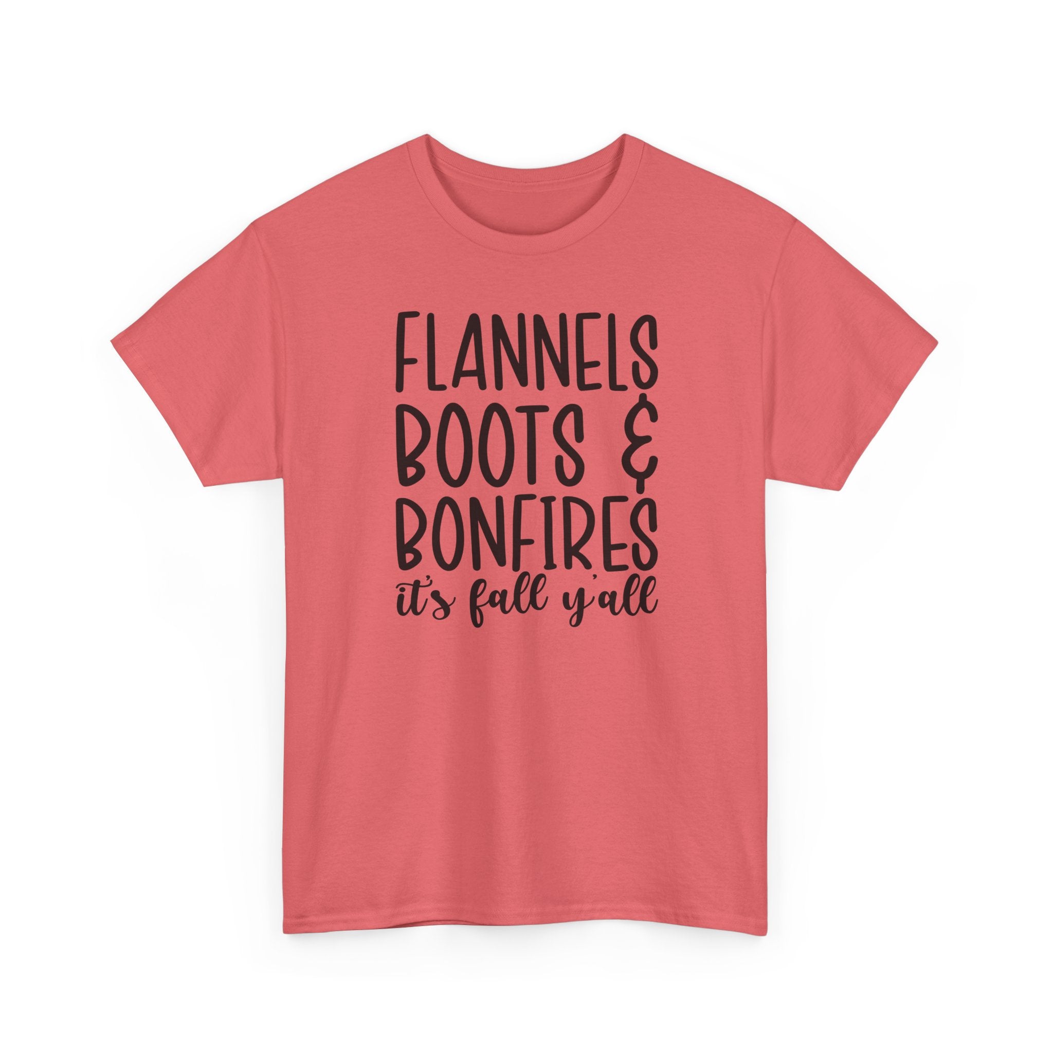 Fall Graphic Tee — "Flannels Boots & Bonfires, it’s fall y’all"