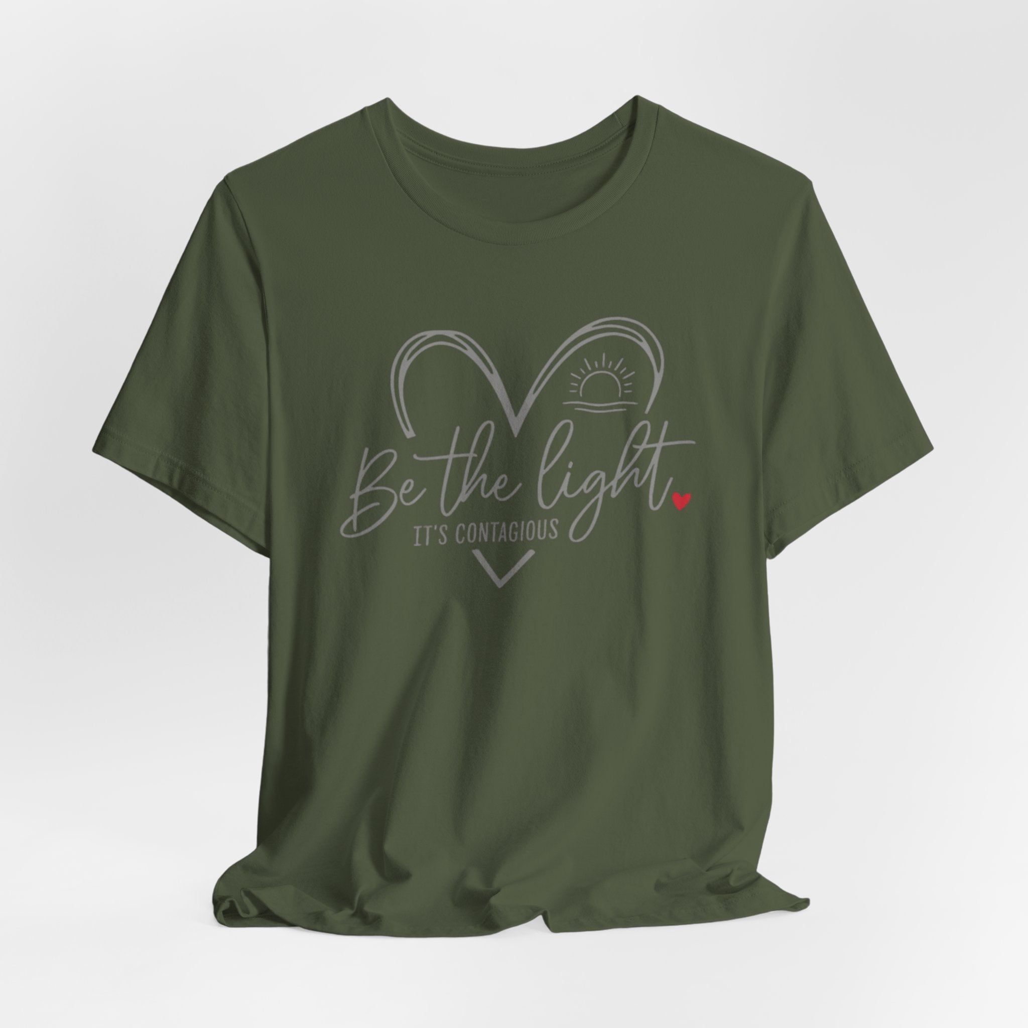 Be The Light T-Shirt — Heart & Sunrise Inspirational Tee (It's Contagious)