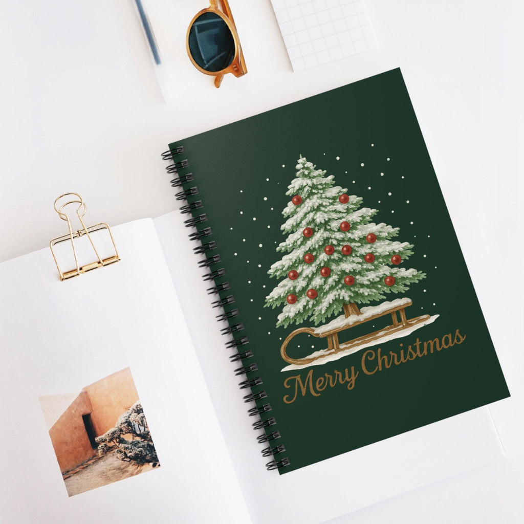 Merry Christmas Spiral Notebook - Festive Journal for Holiday Notes, Gift for Her, December 25th, Xmas Planning, Winter Memories