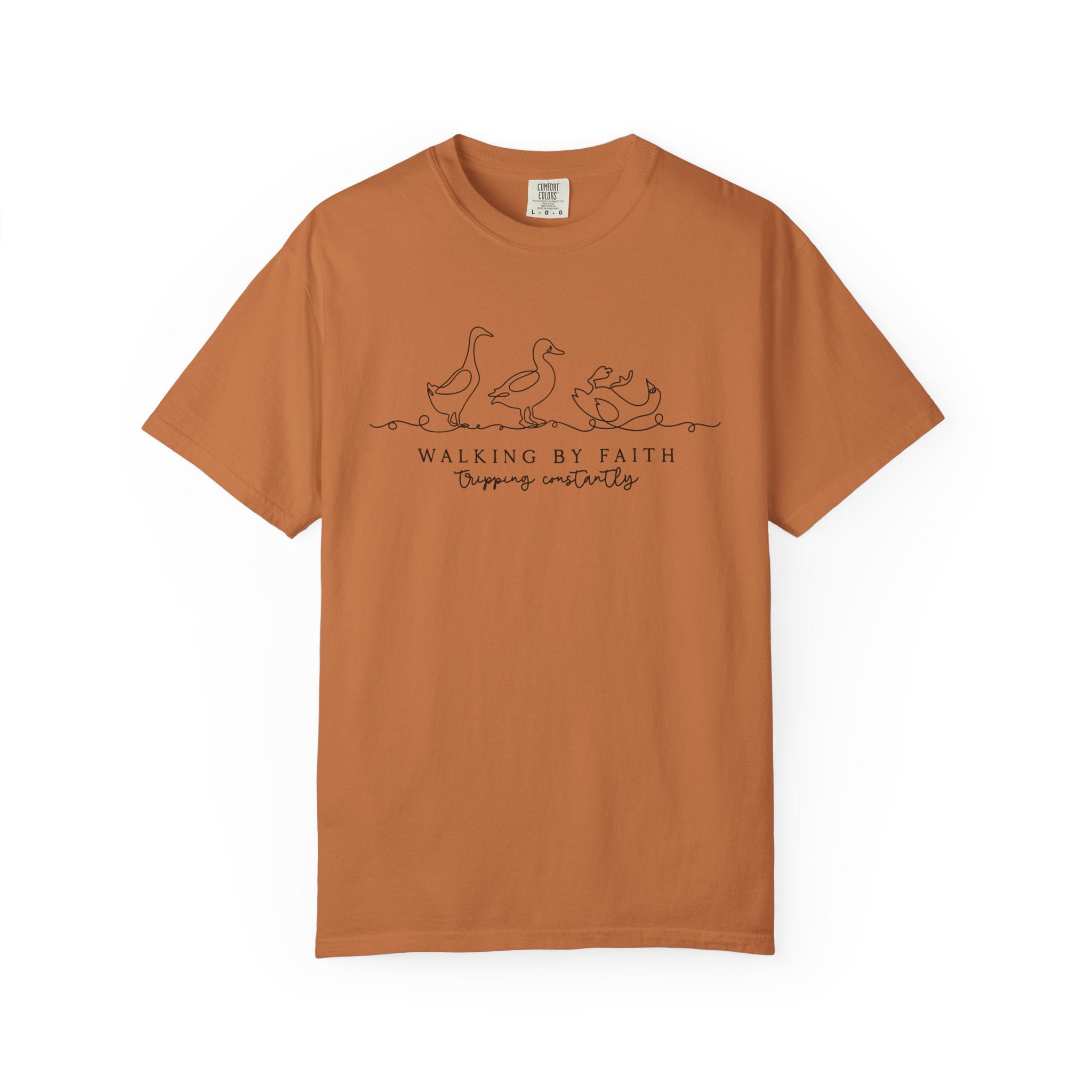 Walking by Faith Tripping Constantly Shirt, Funny Christian Duck Tee, Faith Humor, Minimalist Religious T-Shirt, Church Gift