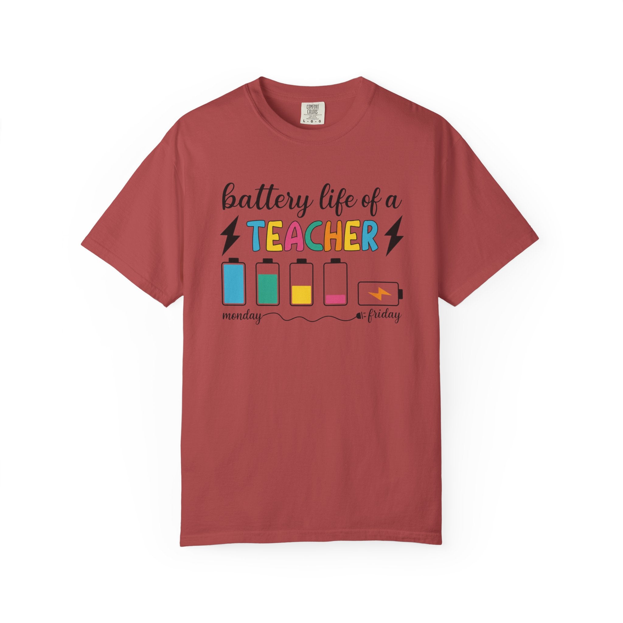 Teacher Battery Life T-Shirt — 'Battery Life of a Teacher' Funny Teacher Tee