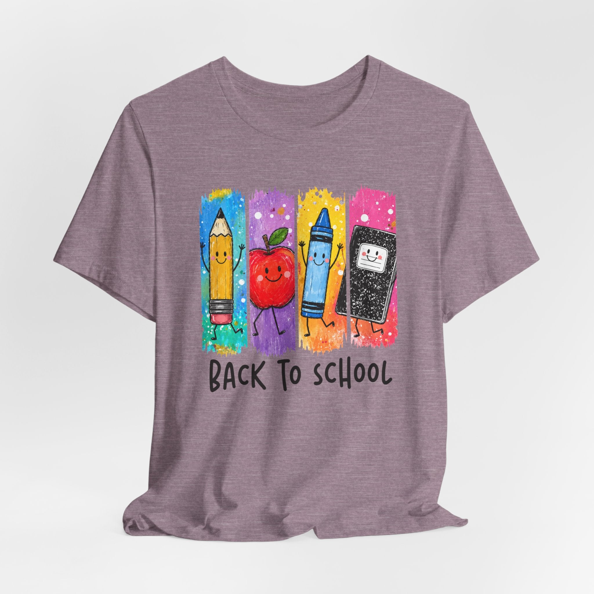 Back to School Kids Tee — Cute Pencil, Apple & Crayon School Supplies Shirt