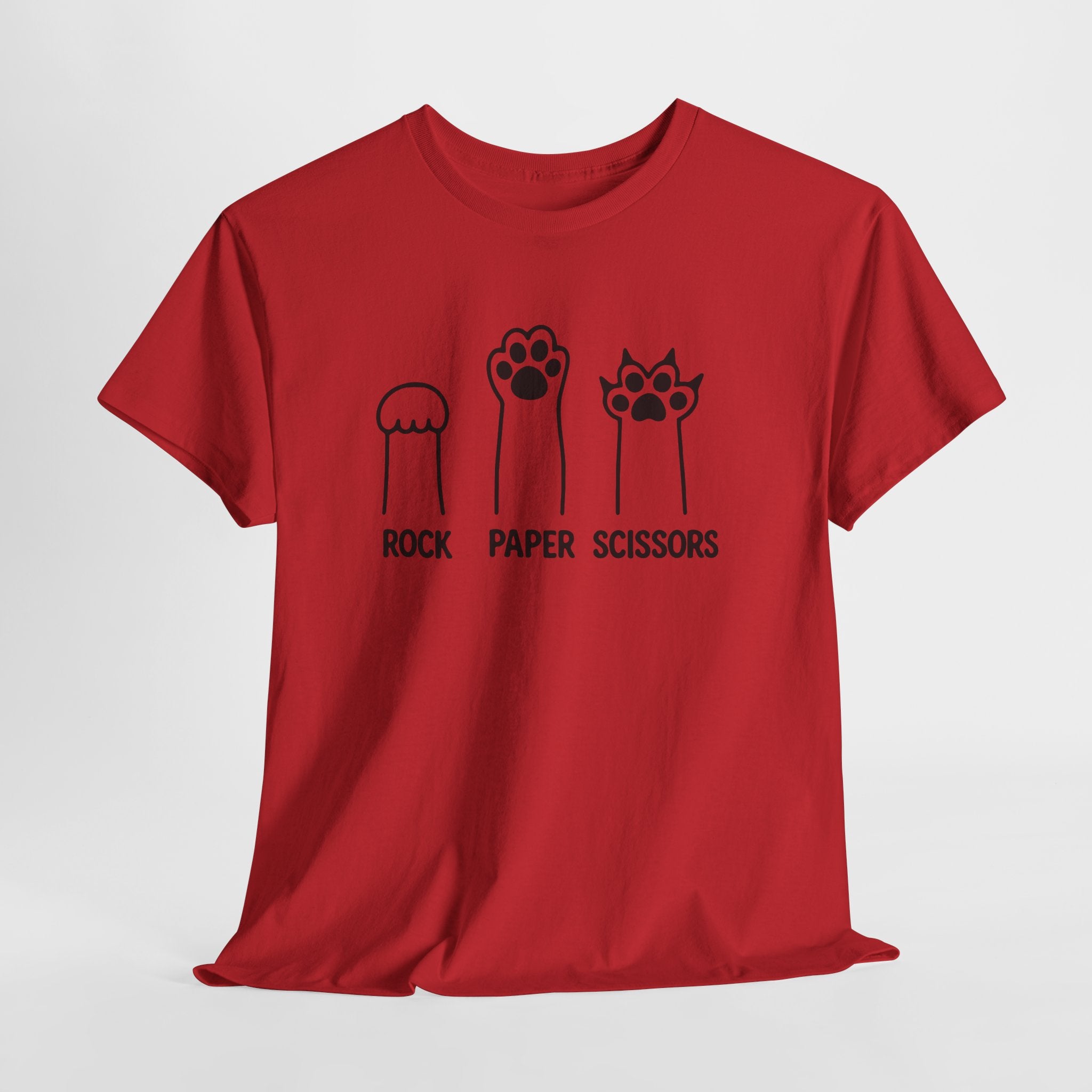Rock Paper Scissors Cat Paw T‑Shirt — Cute Pet Humor Tee