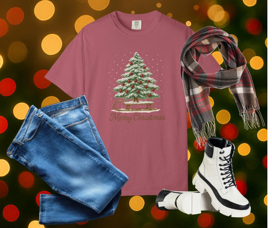 Cozy Christmas T-shirt - Unisex Garment-Dyed Tee, Holiday Gift, Festive Apparel, Casual Christmas Wear