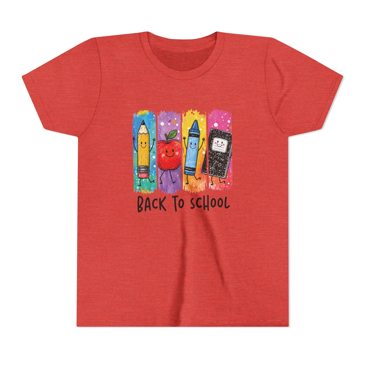 Youth Tee — Cute 'Back to School' Crayon & Apple Graphic