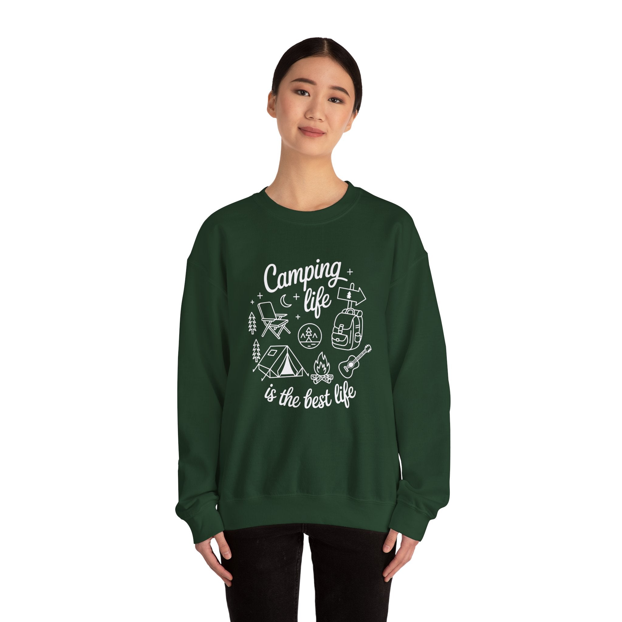 Camping Life Crewneck Sweatshirt — "Camping Life is the Best Life" Outdoor Graphic