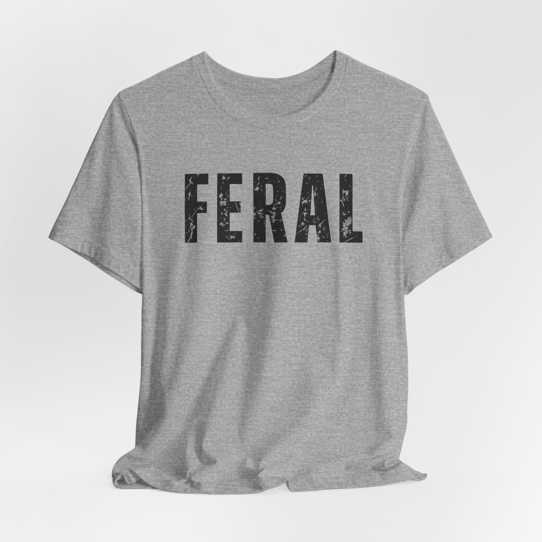 Feral Graphic Tee — Distressed Bold Lettering T-Shirt