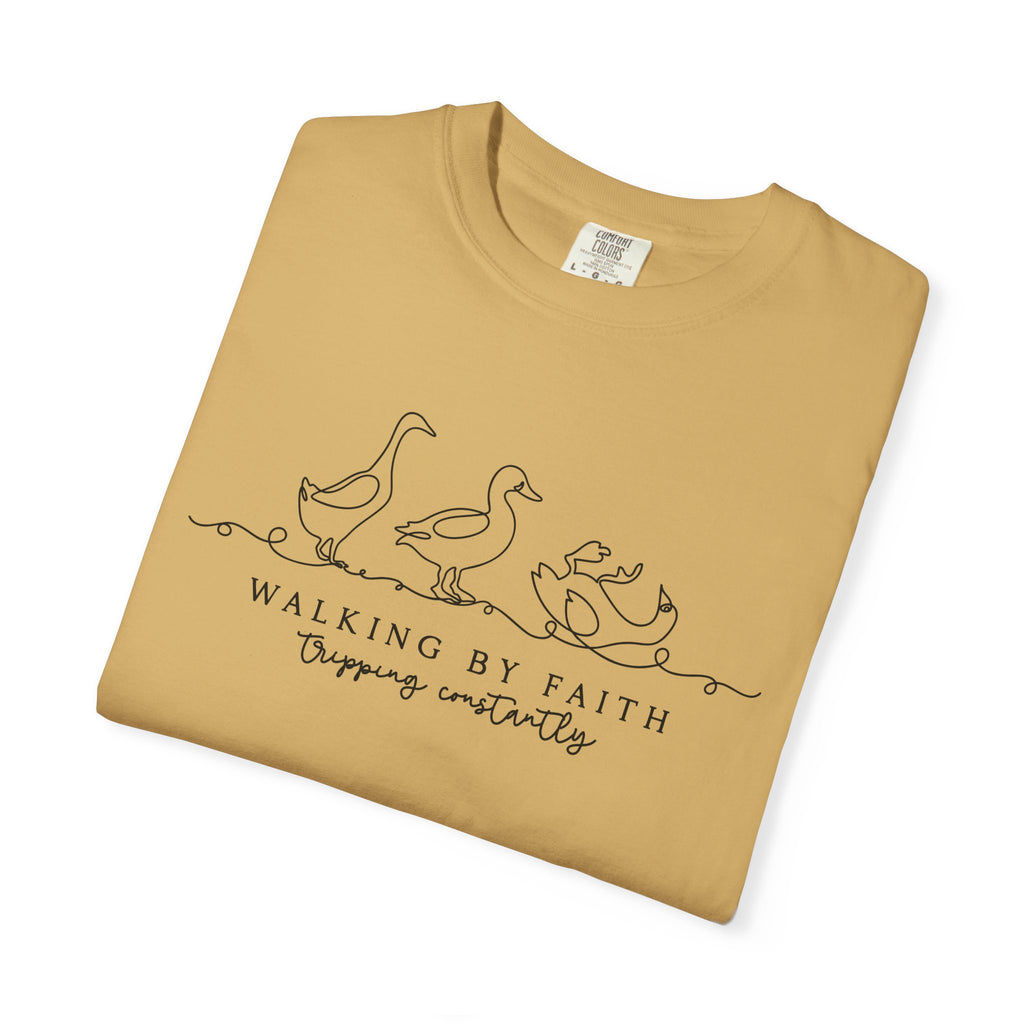 Walking by Faith Tripping Constantly Shirt, Funny Christian Duck Tee, Faith Humor, Minimalist Religious T-Shirt, Church Gift