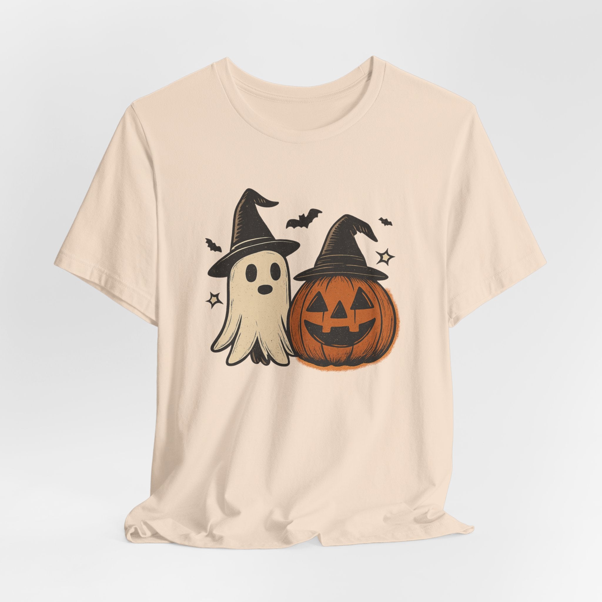 Halloween Ghost & Jack-O'-Lantern T-Shirt — Cute Witch Hat Pumpkin Tee