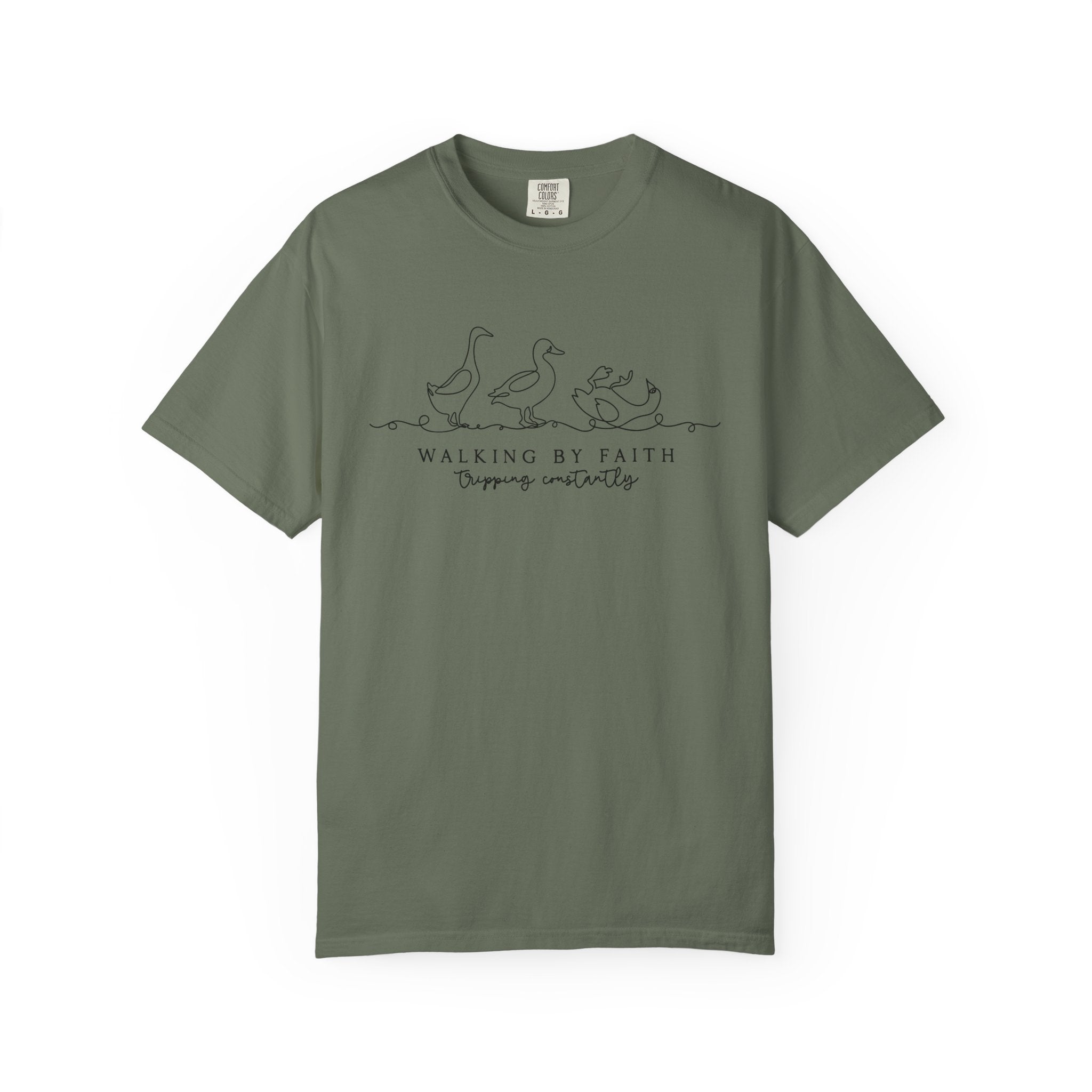 Walking by Faith Tripping Constantly Shirt, Funny Christian Duck Tee, Faith Humor, Minimalist Religious T-Shirt, Church Gift