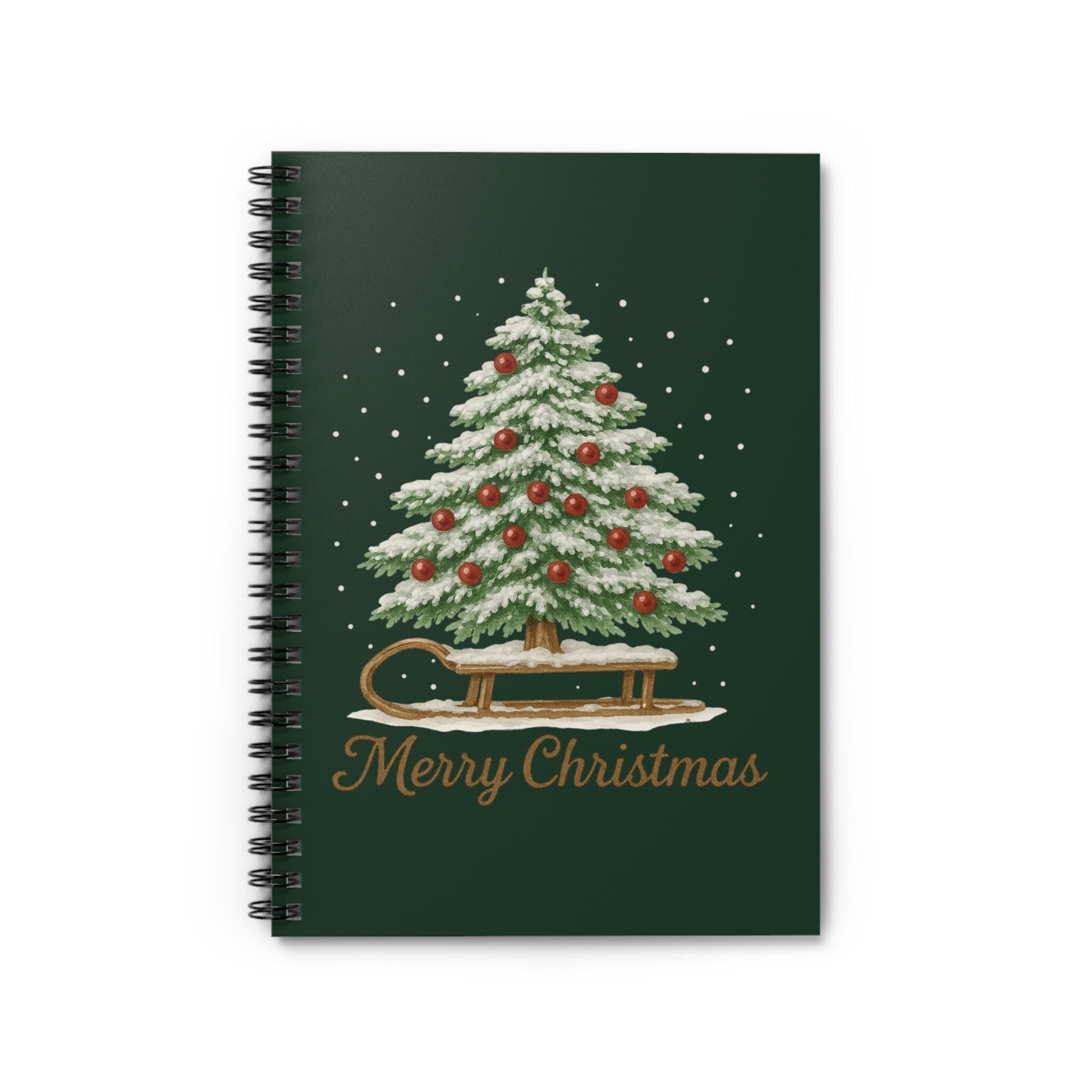 Merry Christmas Spiral Notebook - Festive Journal for Holiday Notes, Gift for Her, December 25th, Xmas Planning, Winter Memories