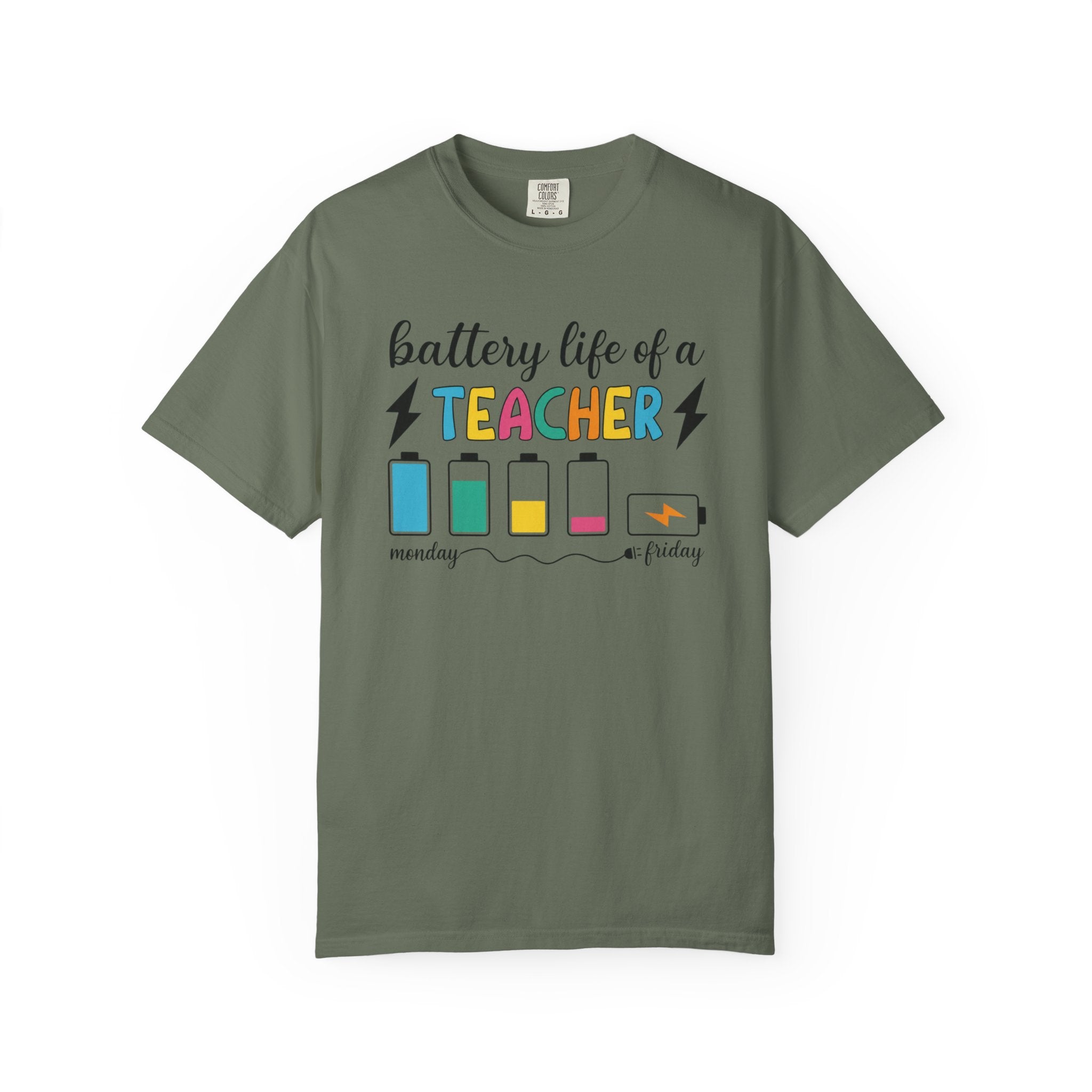Teacher Battery Life T-Shirt — 'Battery Life of a Teacher' Funny Teacher Tee