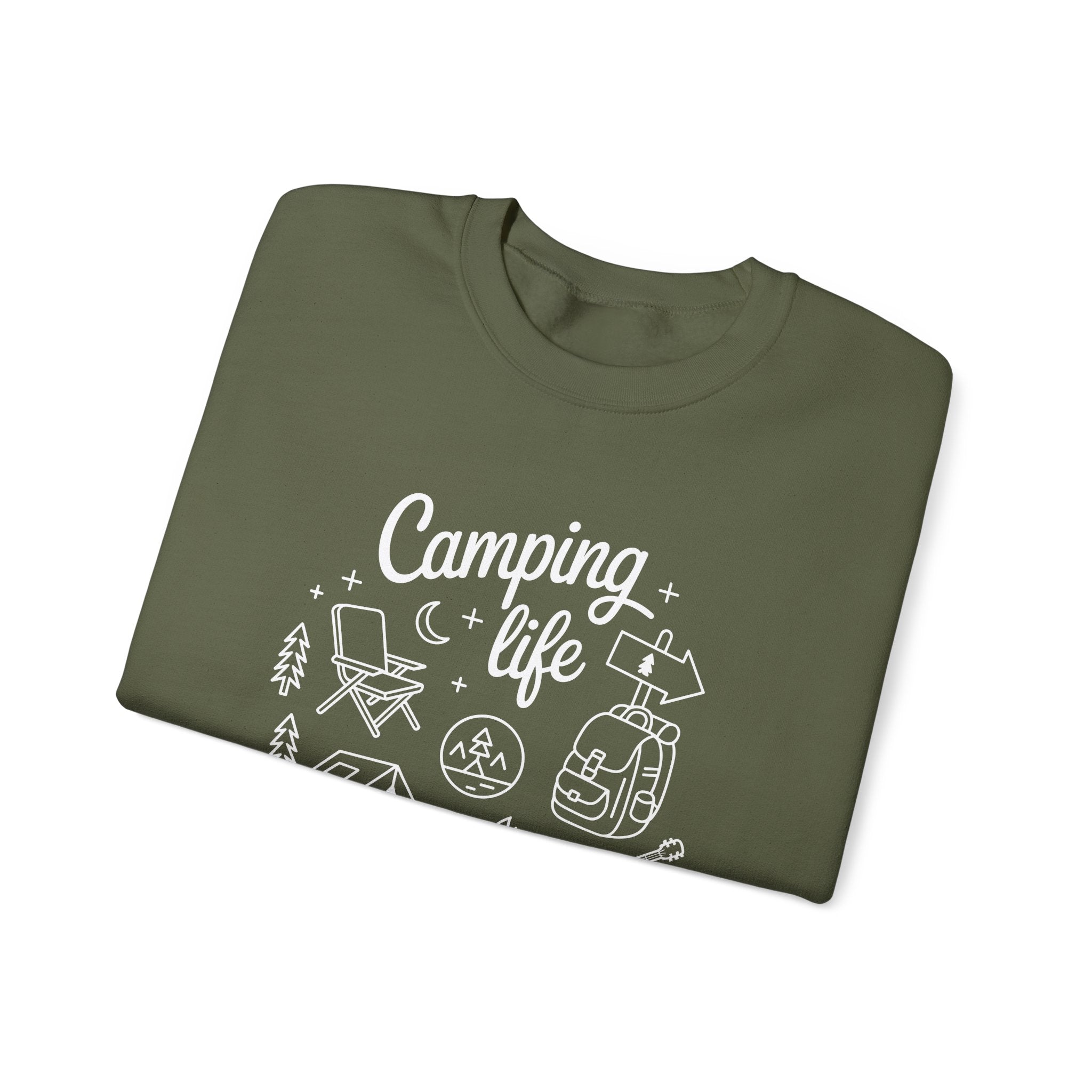 Camping Life Crewneck Sweatshirt — "Camping Life is the Best Life" Outdoor Graphic