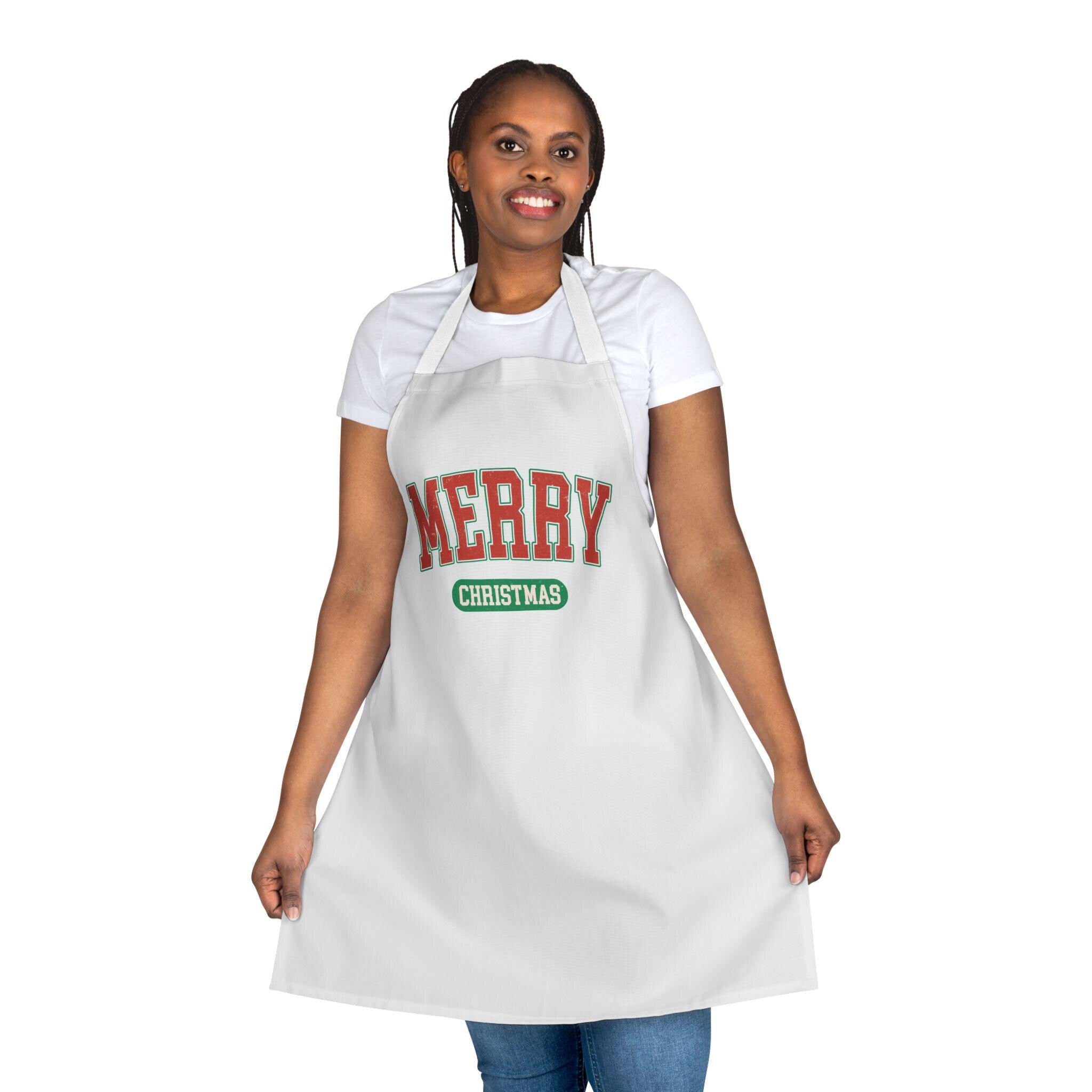 Merry Christmas Apron  Festive Holiday Kitchen Gift for Him or Her  Christmas Cooking Apron