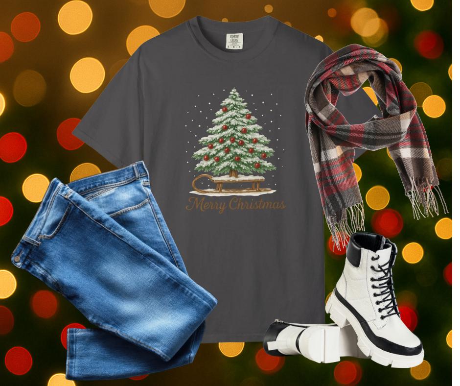 Cozy Christmas T-shirt - Unisex Garment-Dyed Tee, Holiday Gift, Festive Apparel, Casual Christmas Wear