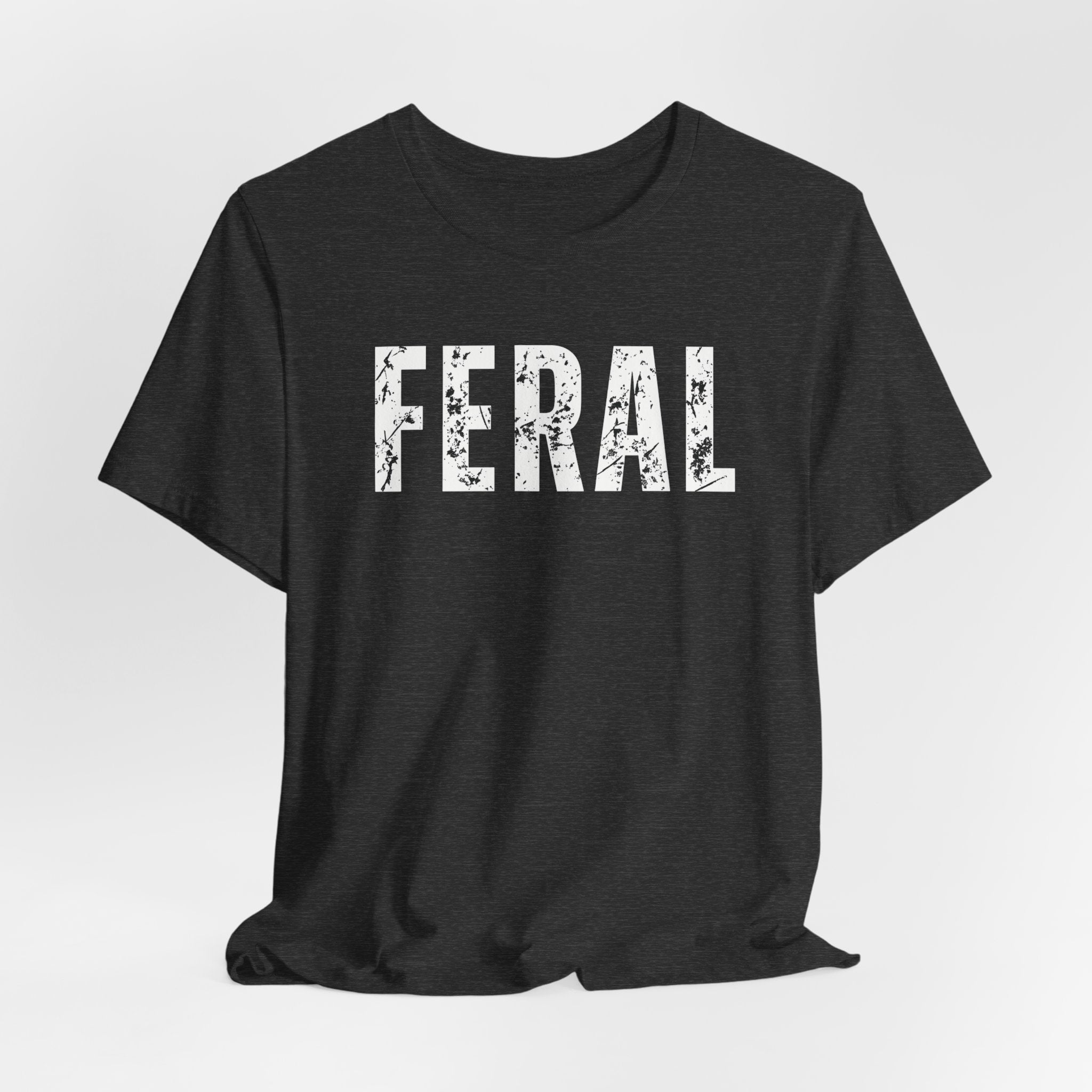 Feral Graphic Tee — Distressed Bold Lettering T-Shirt