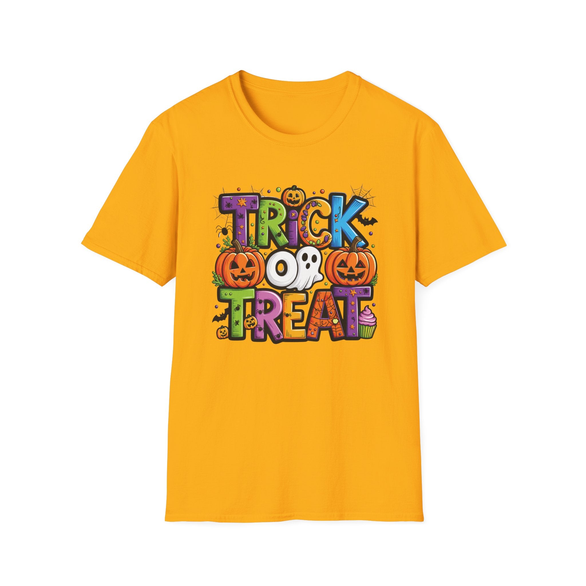 Halloween 'Trick or Treat' Graphic T-Shirt - Cute Pumpkin & Ghost Costume Tee