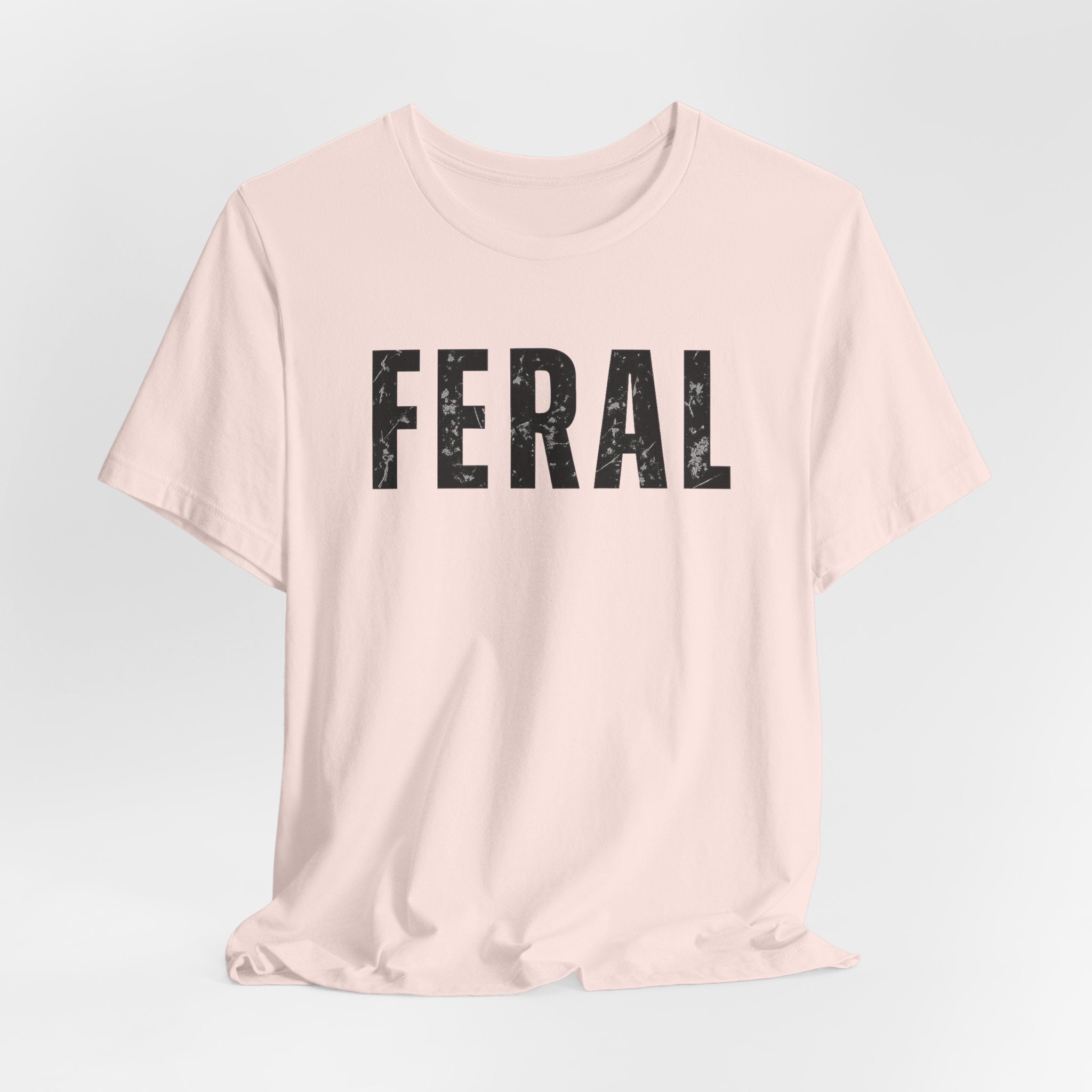 Feral Graphic Tee — Distressed Bold Lettering T-Shirt