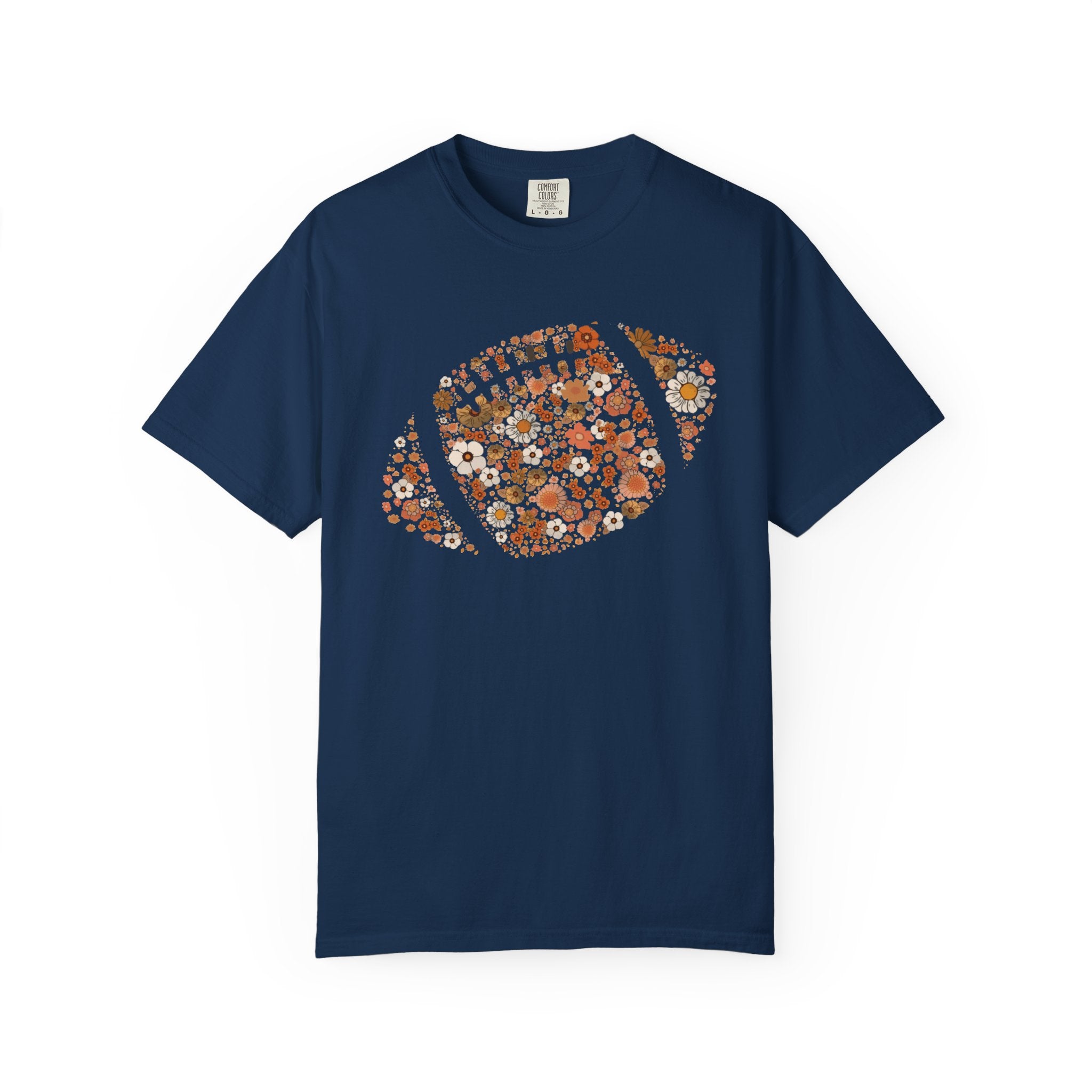 Floral Football Comfort Colors T-Shirt | Vintage Style Game Day Tee | Cozy Fall Sports Shirt | Unisex Pigment Dyed Graphic Tee
