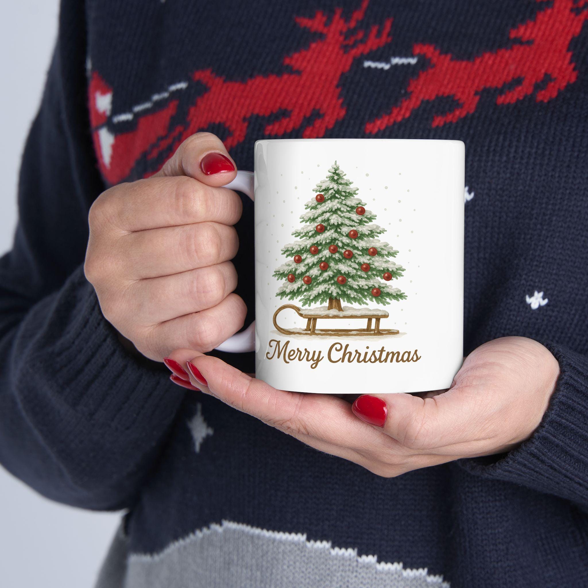 Christmas Tree Ceramic Mug - Perfect Holiday Gift, Hot Cocoa Cup, Coffee Lover's Mug, Festive Home Decor, Seasonal Drinkware