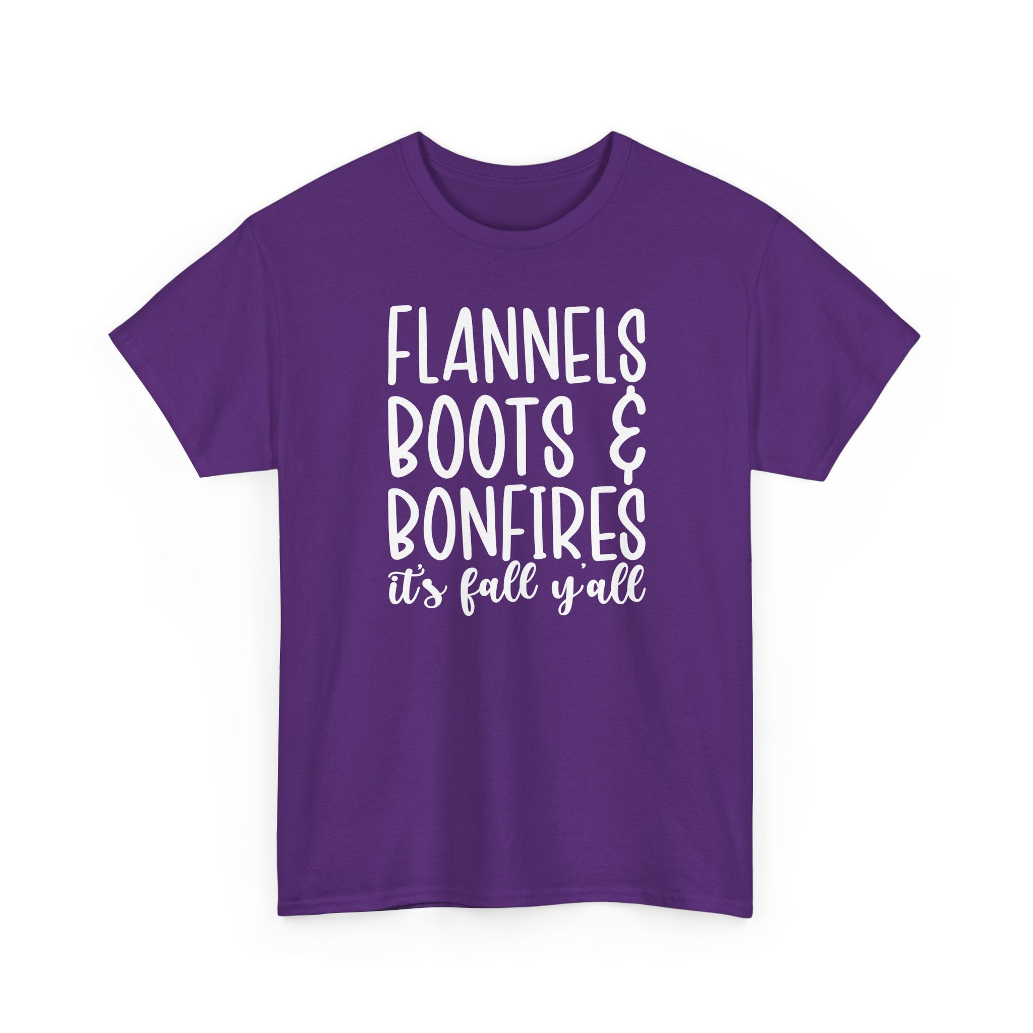 Fall Graphic Tee — "Flannels Boots & Bonfires, it’s fall y’all"