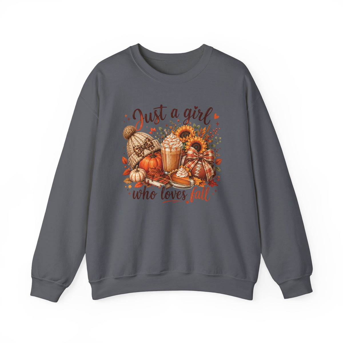 Just a Girl Who Loves Fall Sweatshirt – Cozy Autumn Pumpkin & Sunflower Crewneck | Gildan 18000