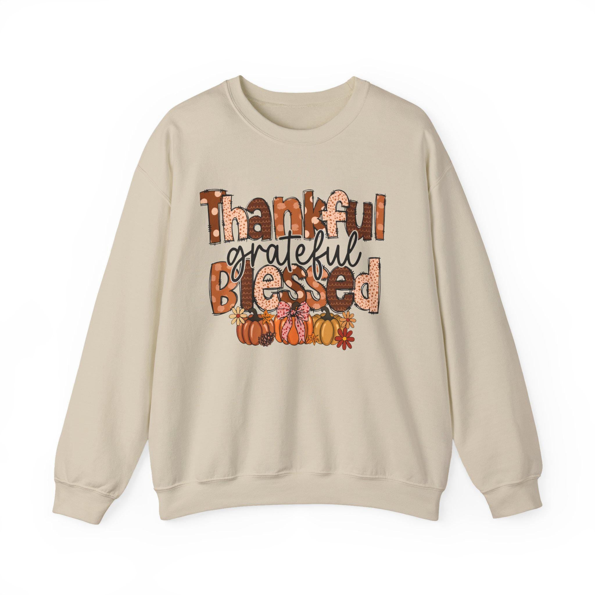 Thankful & Blessed Crewneck Sweatshirt | Fall Fashion, Thanksgiving Gift, Cozy Casualwear, Autumn Apparel, Unisex Sweatshirt