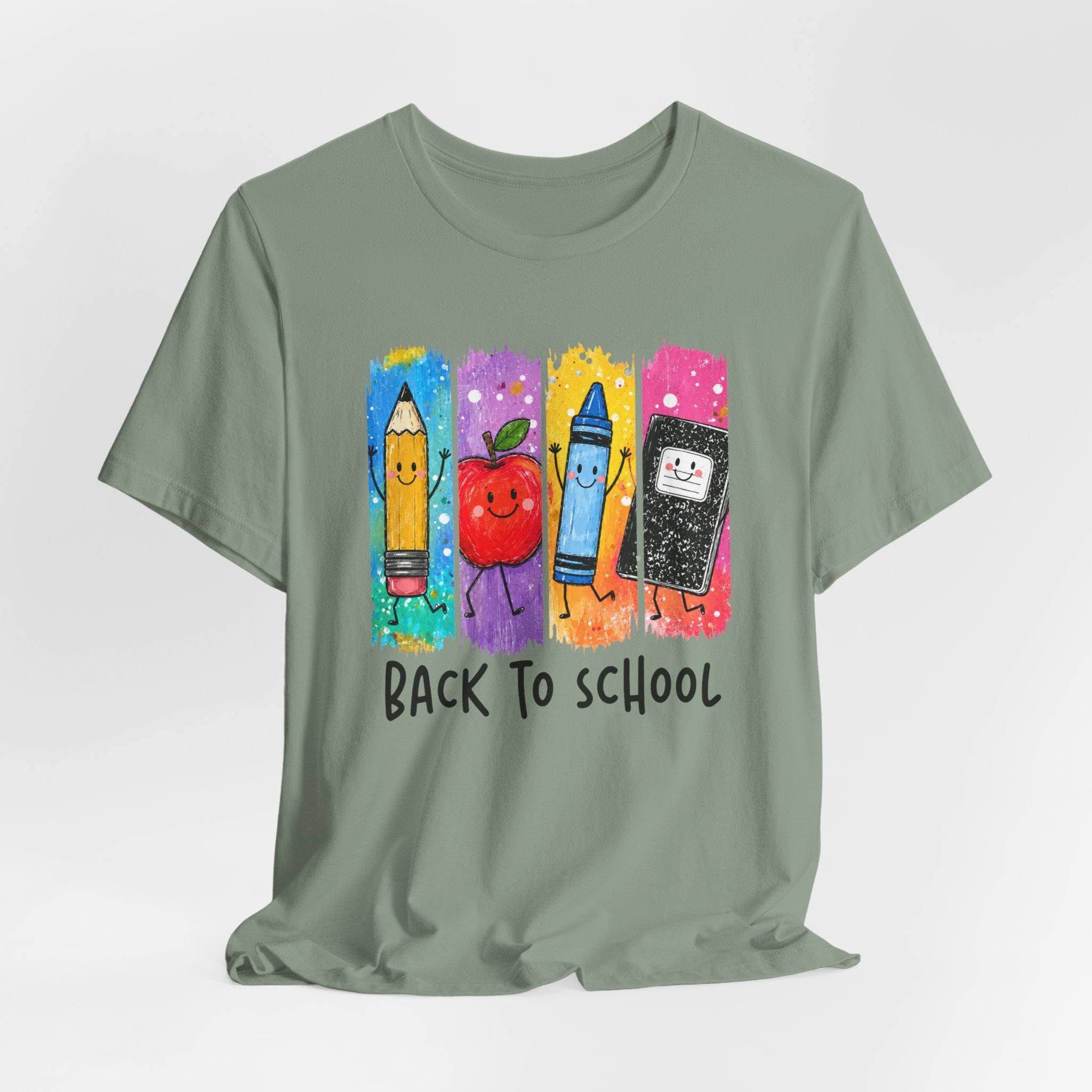 Back to School Kids Tee — Cute Pencil, Apple & Crayon School Supplies Shirt