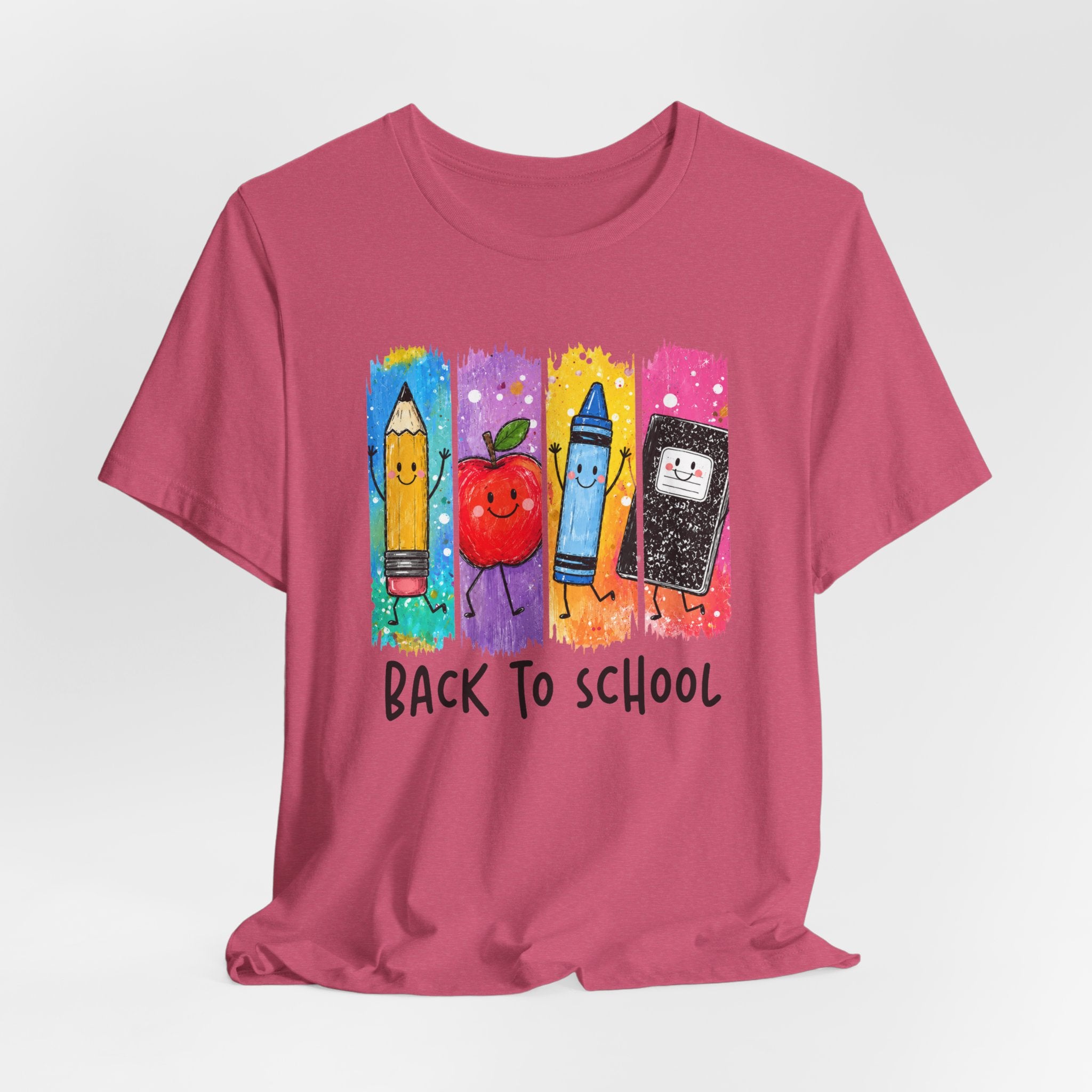 Back to School Kids Tee — Cute Pencil, Apple & Crayon School Supplies Shirt