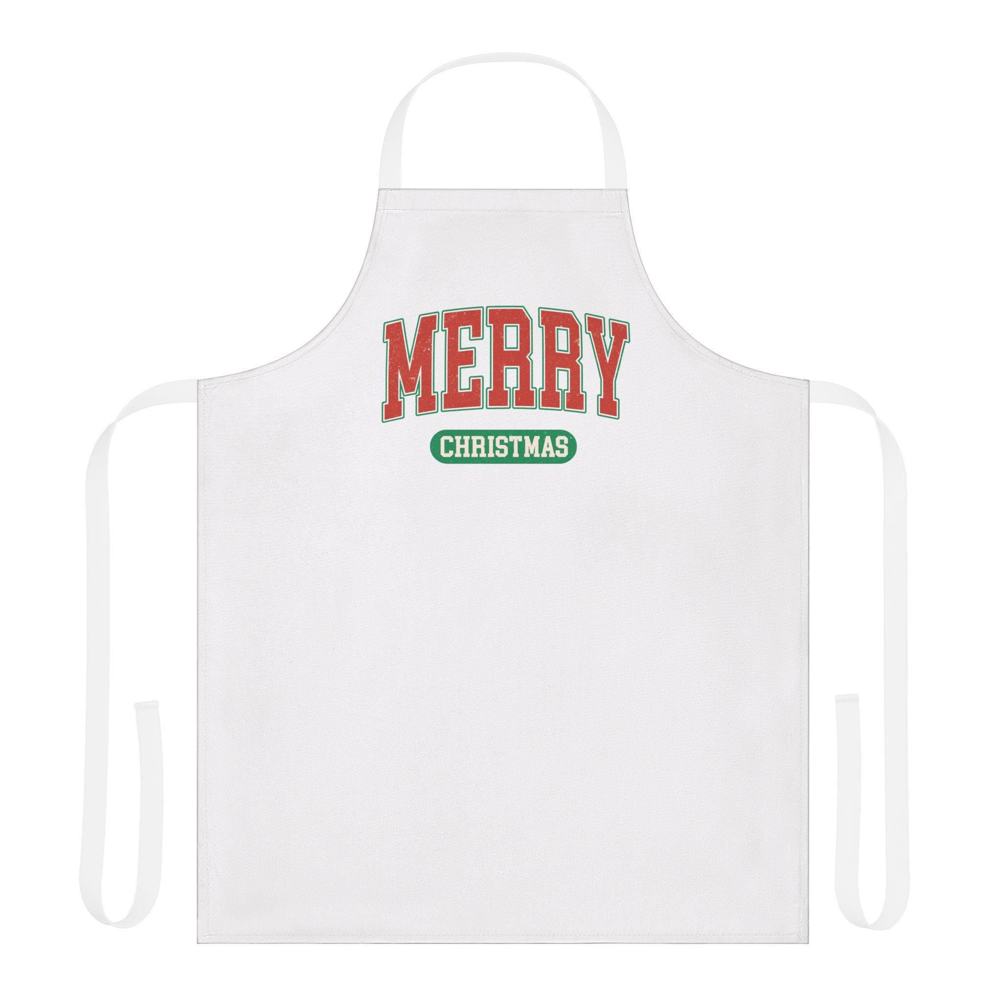Merry Christmas Apron  Festive Holiday Kitchen Gift for Him or Her  Christmas Cooking Apron