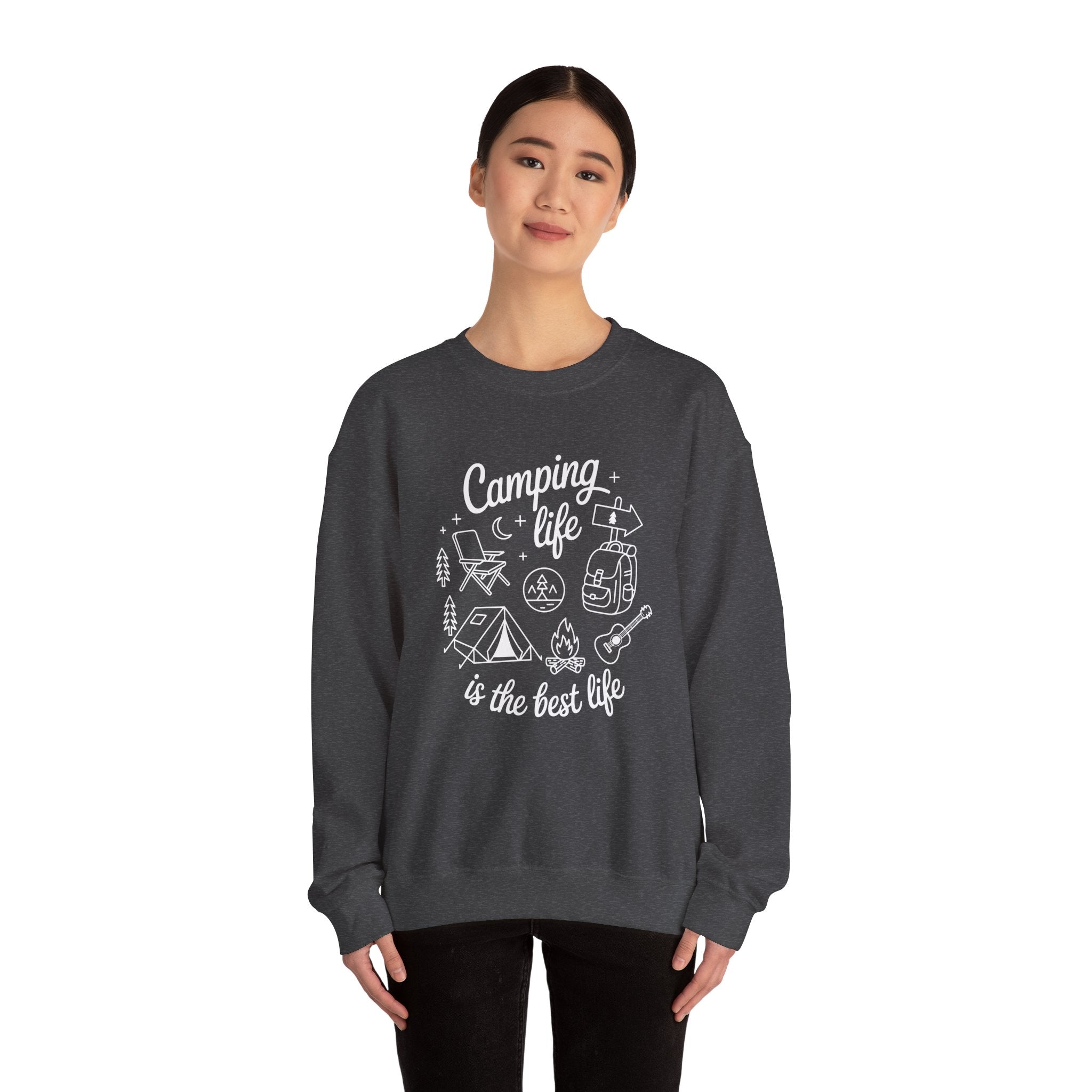 Camping Life Crewneck Sweatshirt — "Camping Life is the Best Life" Outdoor Graphic