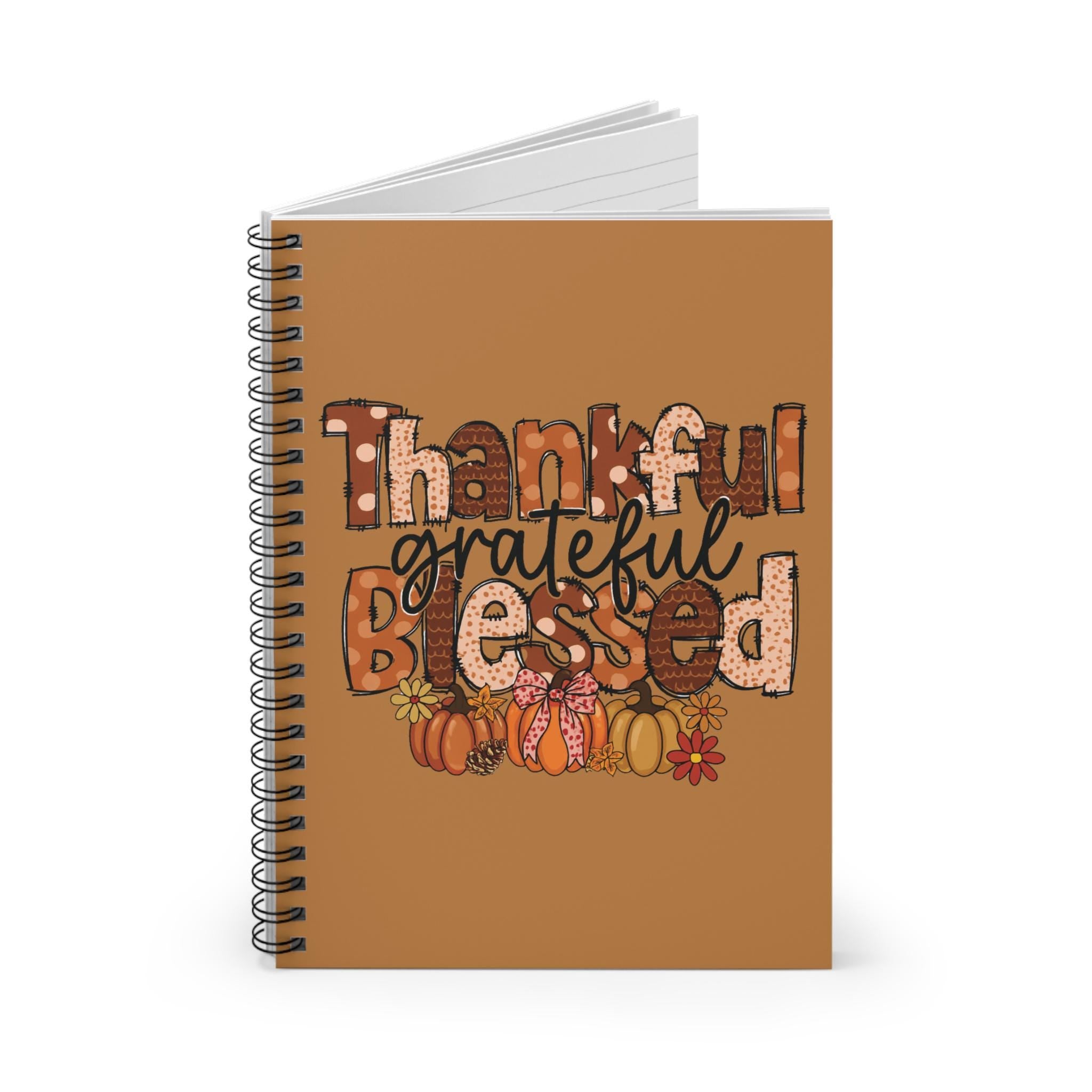 Thankful Grateful Blessed Spiral Notebook, Gift for Thanksgiving, Journal for Gratitude, Fall Decor, Inspirational Note-taking