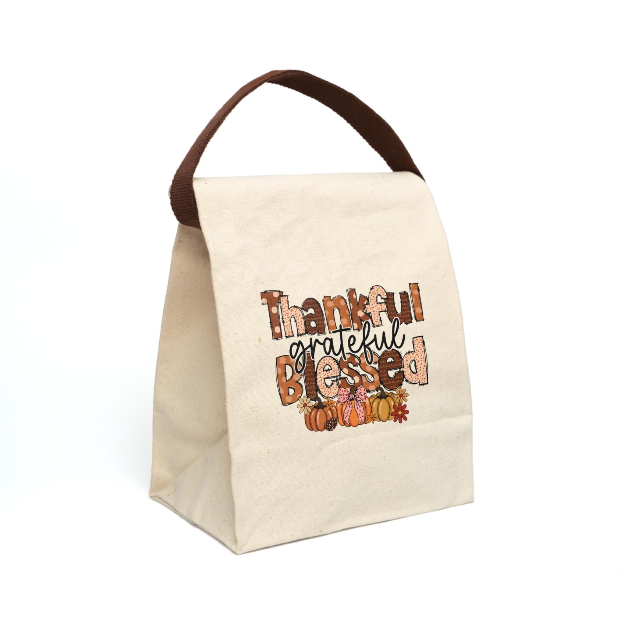 Thankful & Blessed Canvas Lunch Bag | Eco-Friendly Tote, Fall Picnic Accessory, Thanksgiving Gift, Reusable Snack Bag