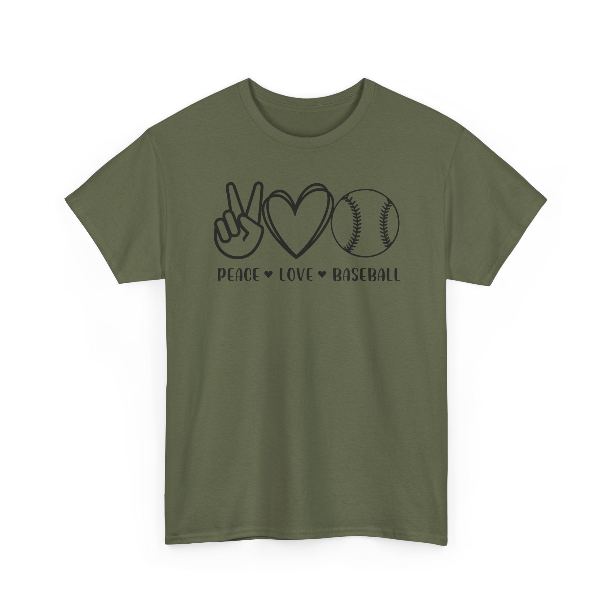 Baseball Peace Love T-Shirt — "Peace • Love • Baseball" Graphic Tee