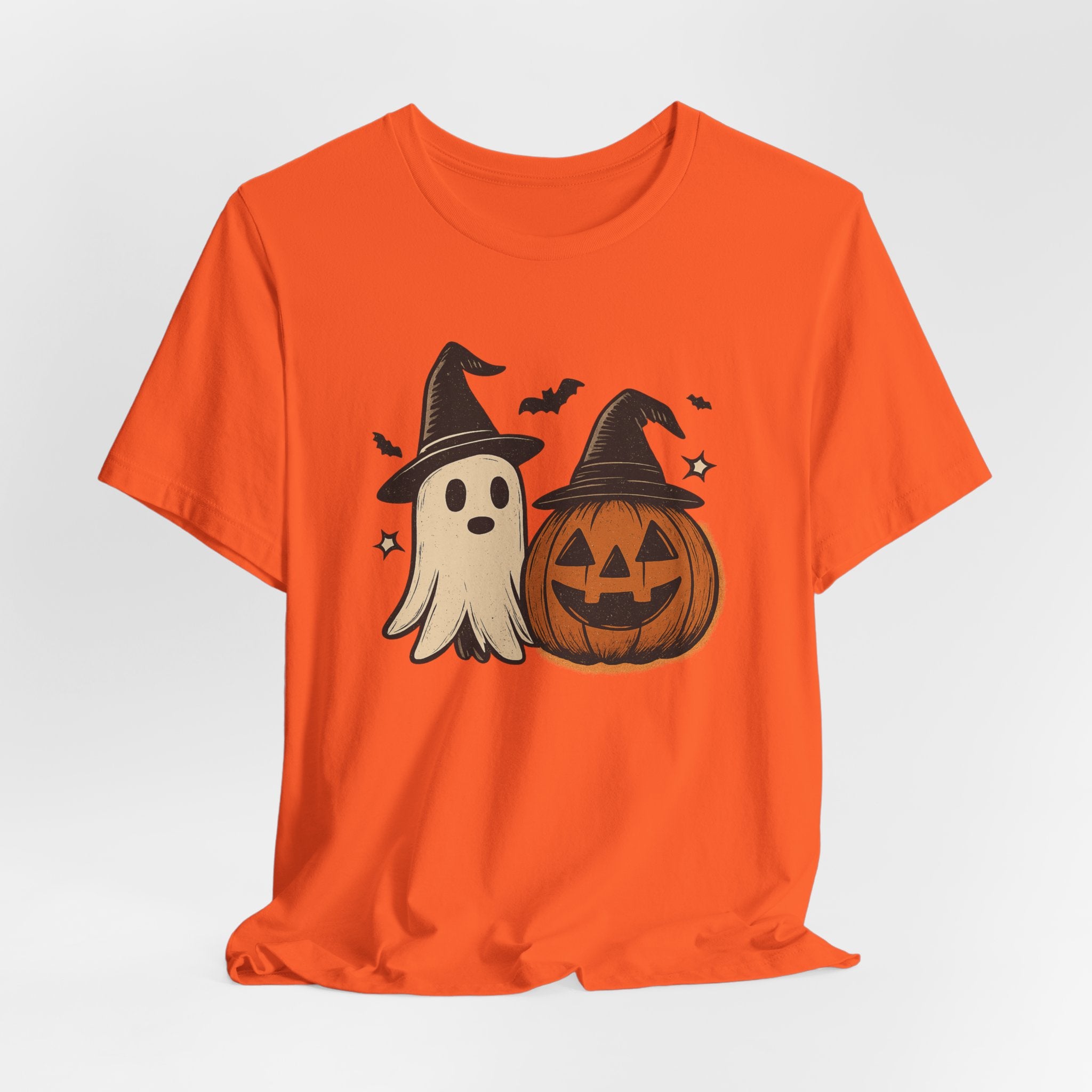 Halloween Ghost & Jack-O'-Lantern T-Shirt — Cute Witch Hat Pumpkin Tee