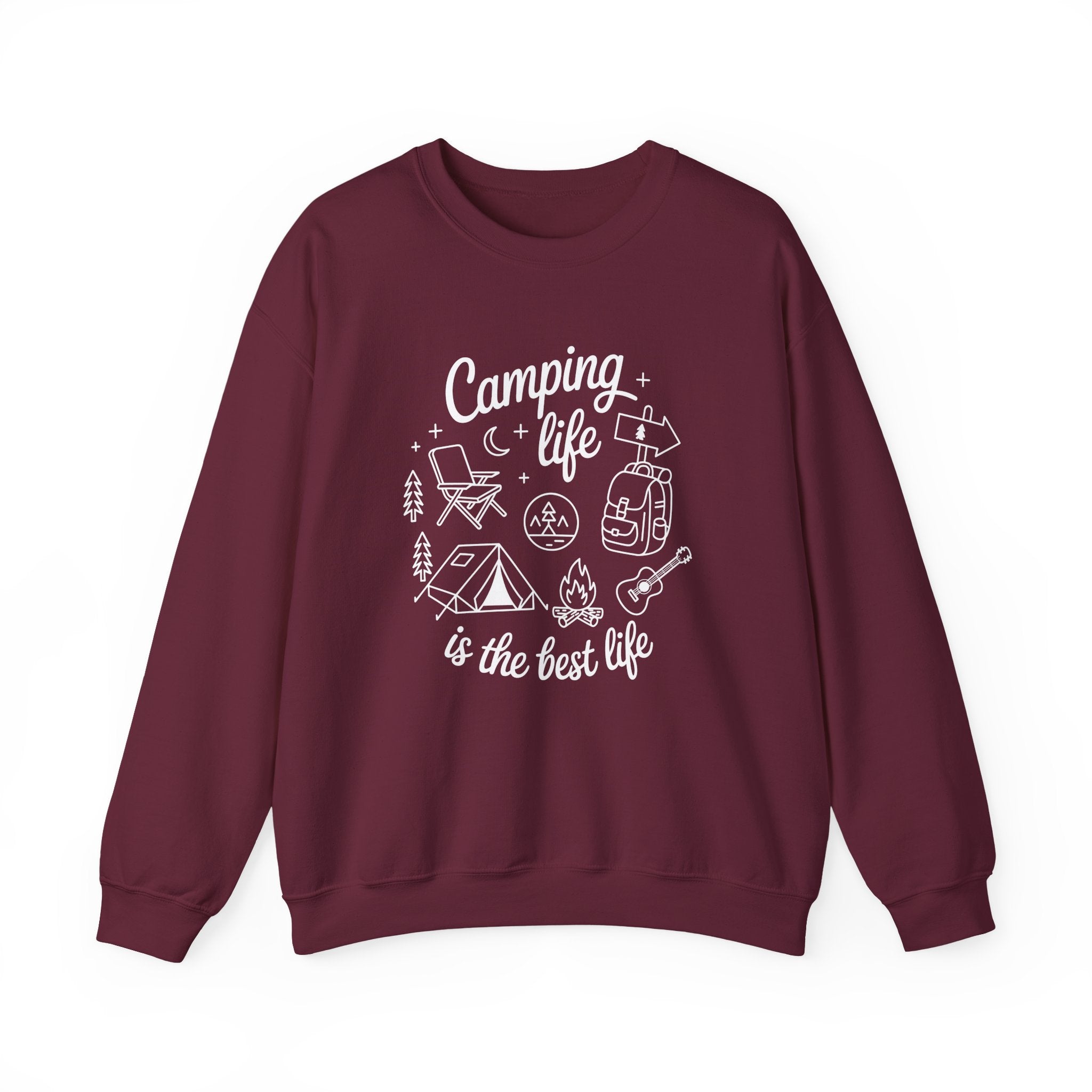 Camping Life Crewneck Sweatshirt — "Camping Life is the Best Life" Outdoor Graphic