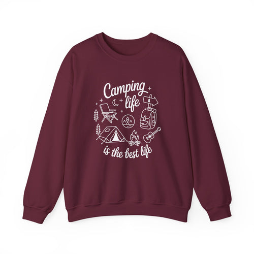 Camping Life Crewneck Sweatshirt — "Camping Life is the Best Life" Outdoor Graphic