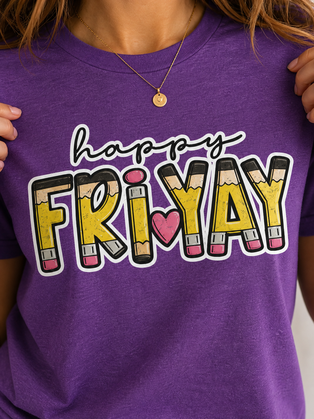 Happy Friyay Teacher Shirt  Friday Teacher Tee  Pencil Graphic T-Shirt