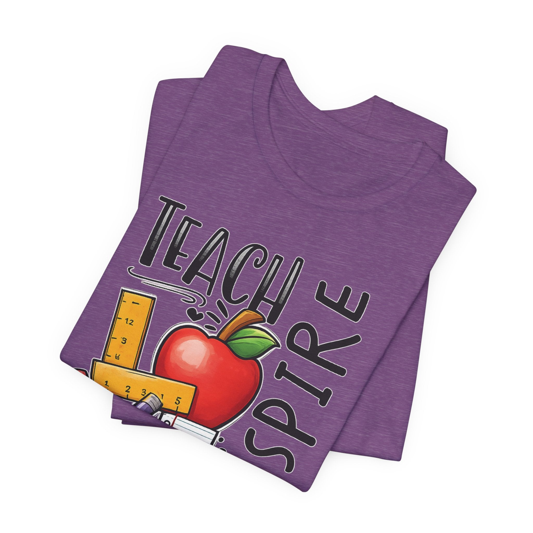 Teach Inspire Love Teacher Shirt  Apple Pencil Graphic Tee  Bella Canvas 3001  Back to School Gift  Teacher Appreciation Shirt