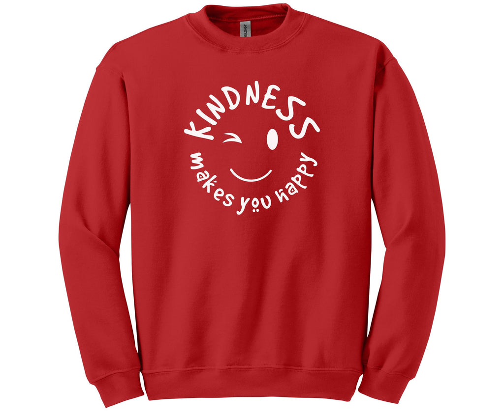 Kindness Makes You Happy Sweatshirt, Be Kind Smiley Crewneck, Gildan 18000 Cotton/Poly