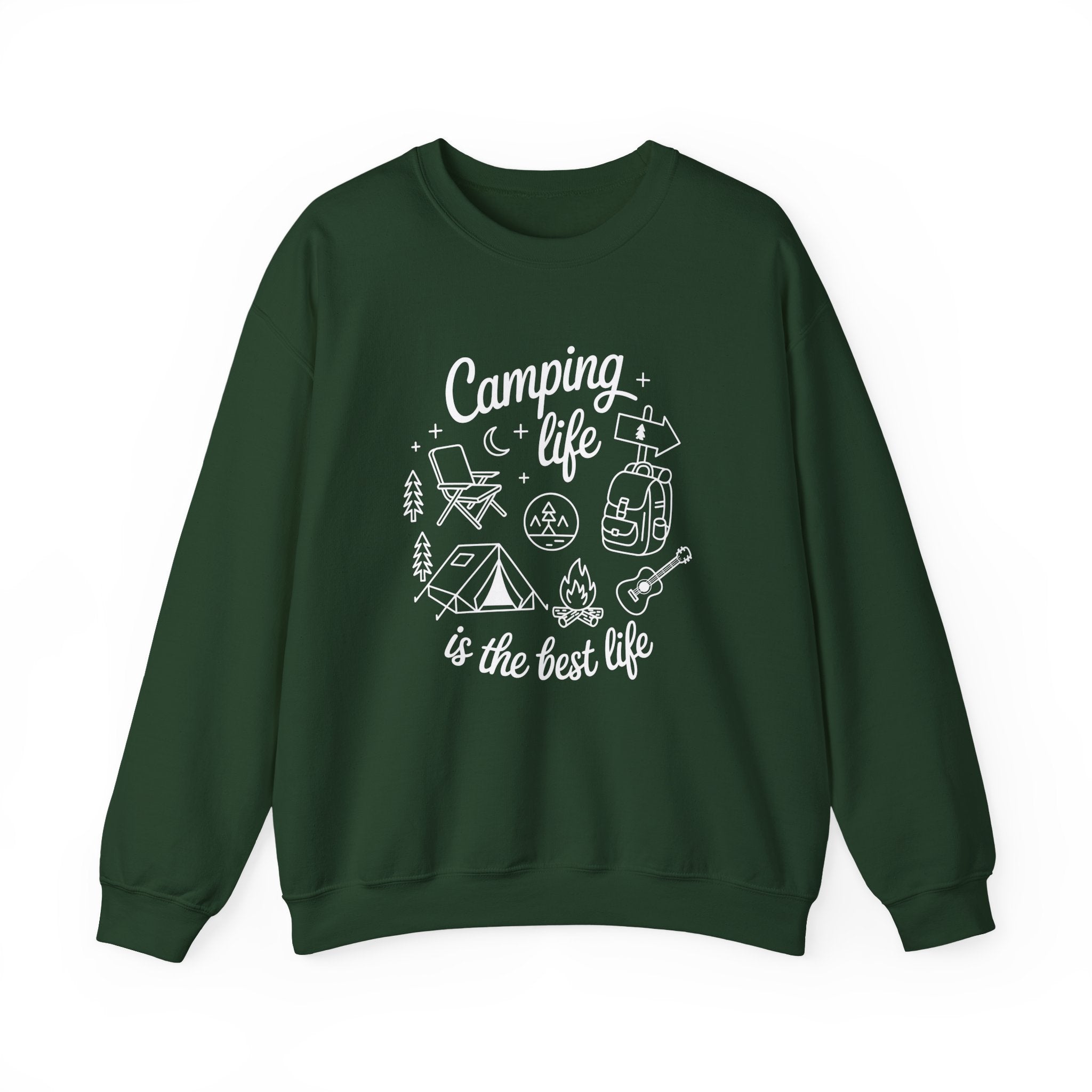 Camping Life Crewneck Sweatshirt — "Camping Life is the Best Life" Outdoor Graphic