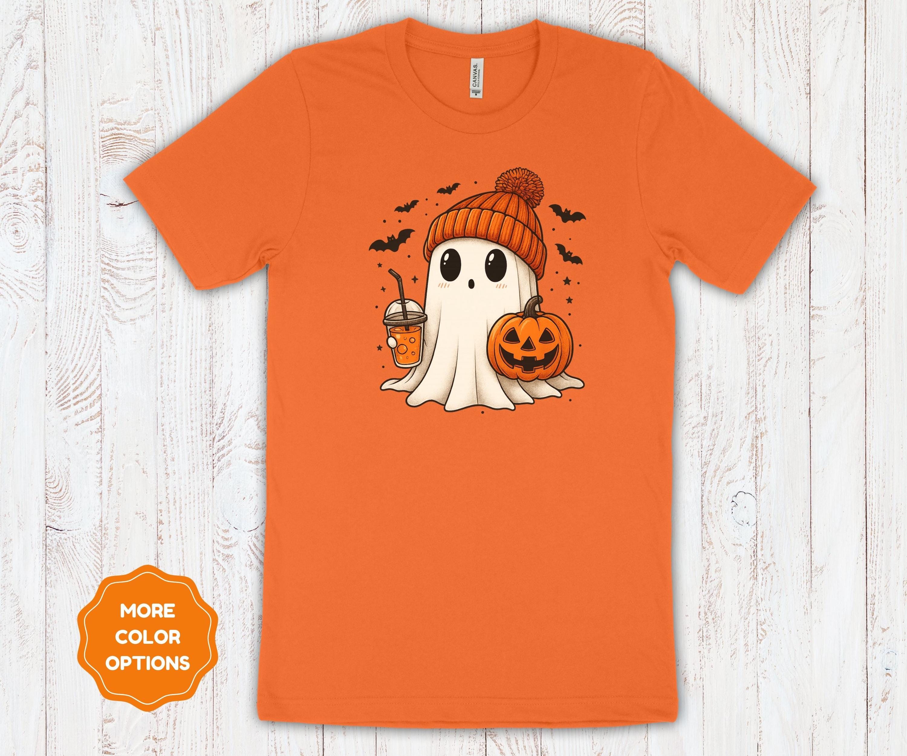 Ghost Pumpkin Halloween Shirt | Autumn Coffee Graphic Cotton Tee