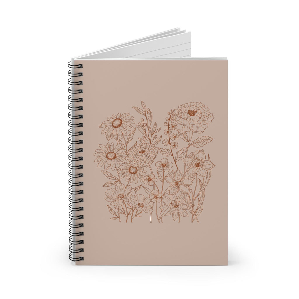 Floral Spiral Notebook - Ruled Line, Blooming Inspiration, Journaling, Sketching, Gift for Students, Nature Lover's Diary